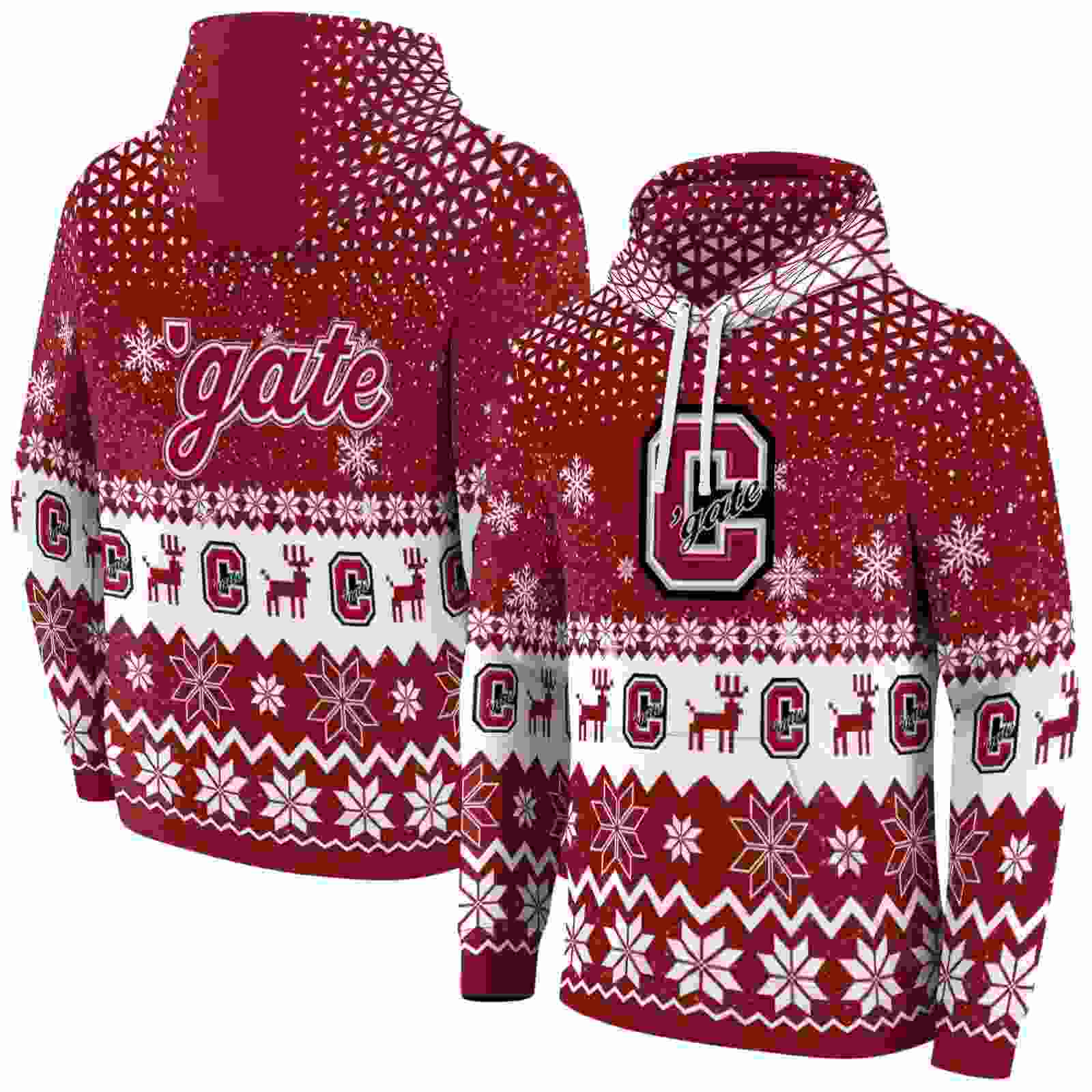 colgate raiders reindeer motif maroon hoodie fashion forward