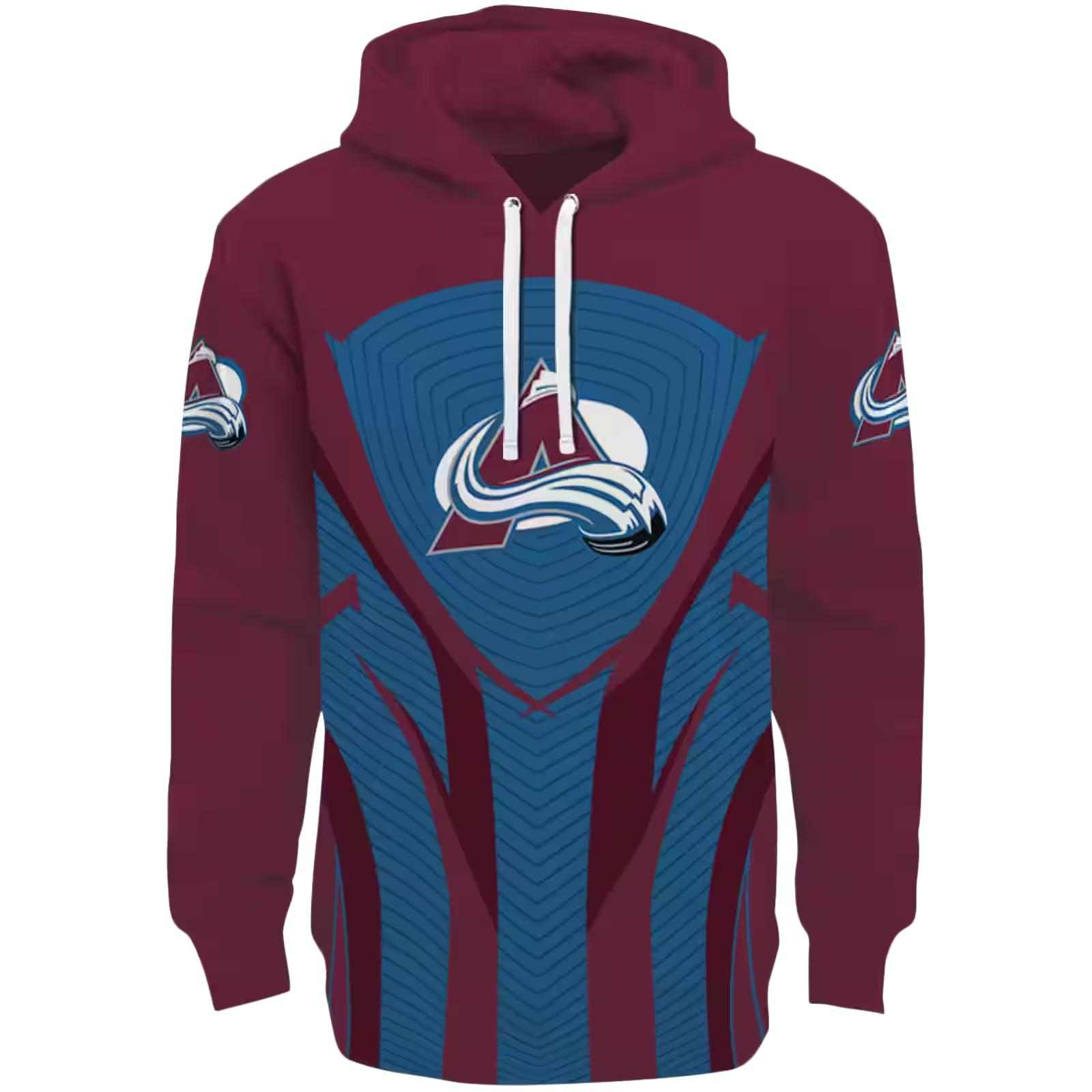 Colorado Avalanche Concentric Lines Burgundy Black Hoodie