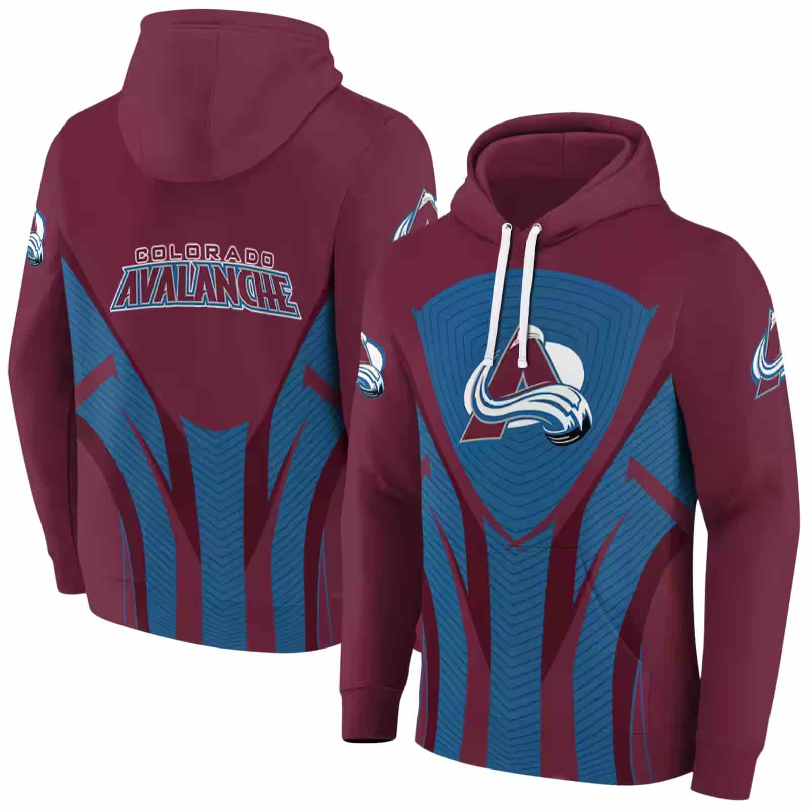 colorado avalanche concentric lines burgundy black hoodie fashion forward