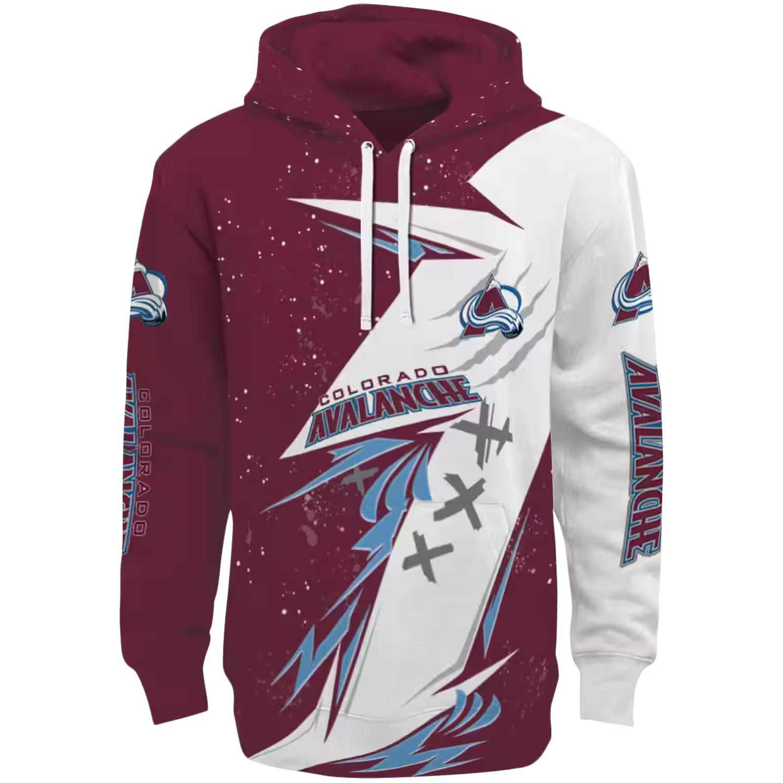 Colorado Avalanche Dynamic Slash Burgundy White Hoodie