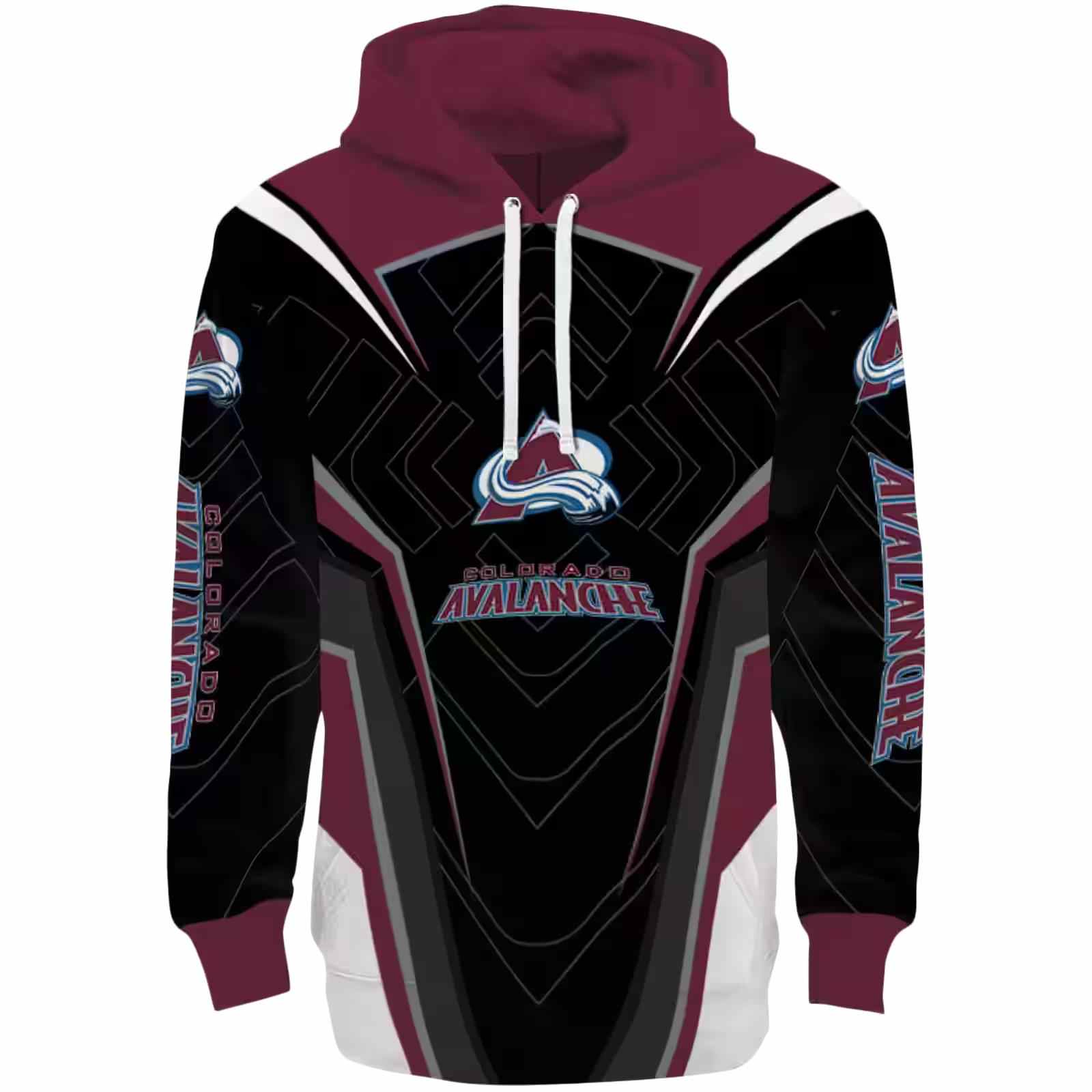 Colorado Avalanche Futuristic Pattern Burgundy Black Hoodie