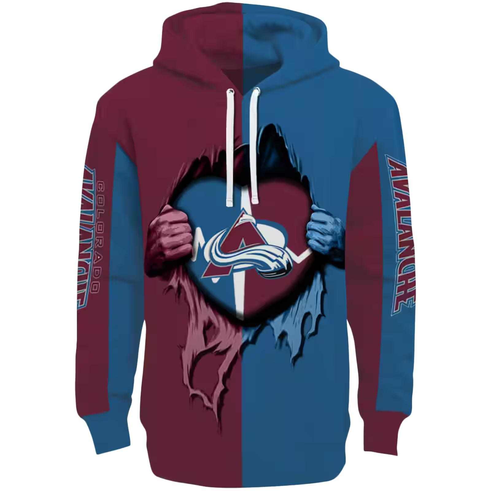 Colorado Avalanche Heartbeat Graphic Burgundy Hoodie