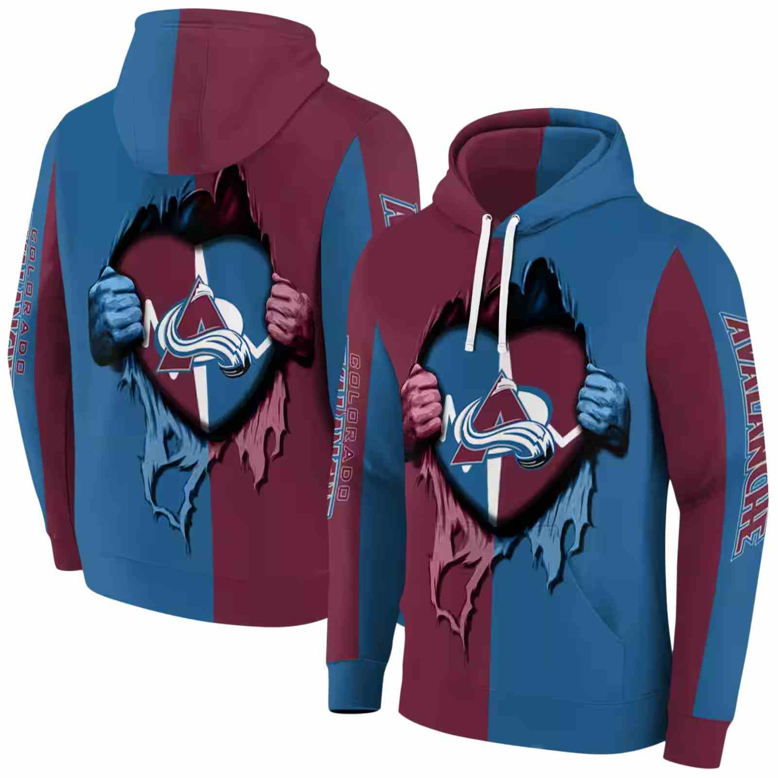 colorado avalanche heartbeat graphic burgundy hoodie fashion forward