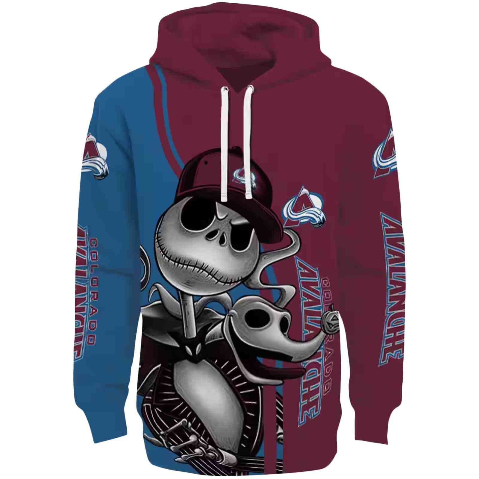 Colorado Avalanche Jack Skellington Burgundy Hoodie