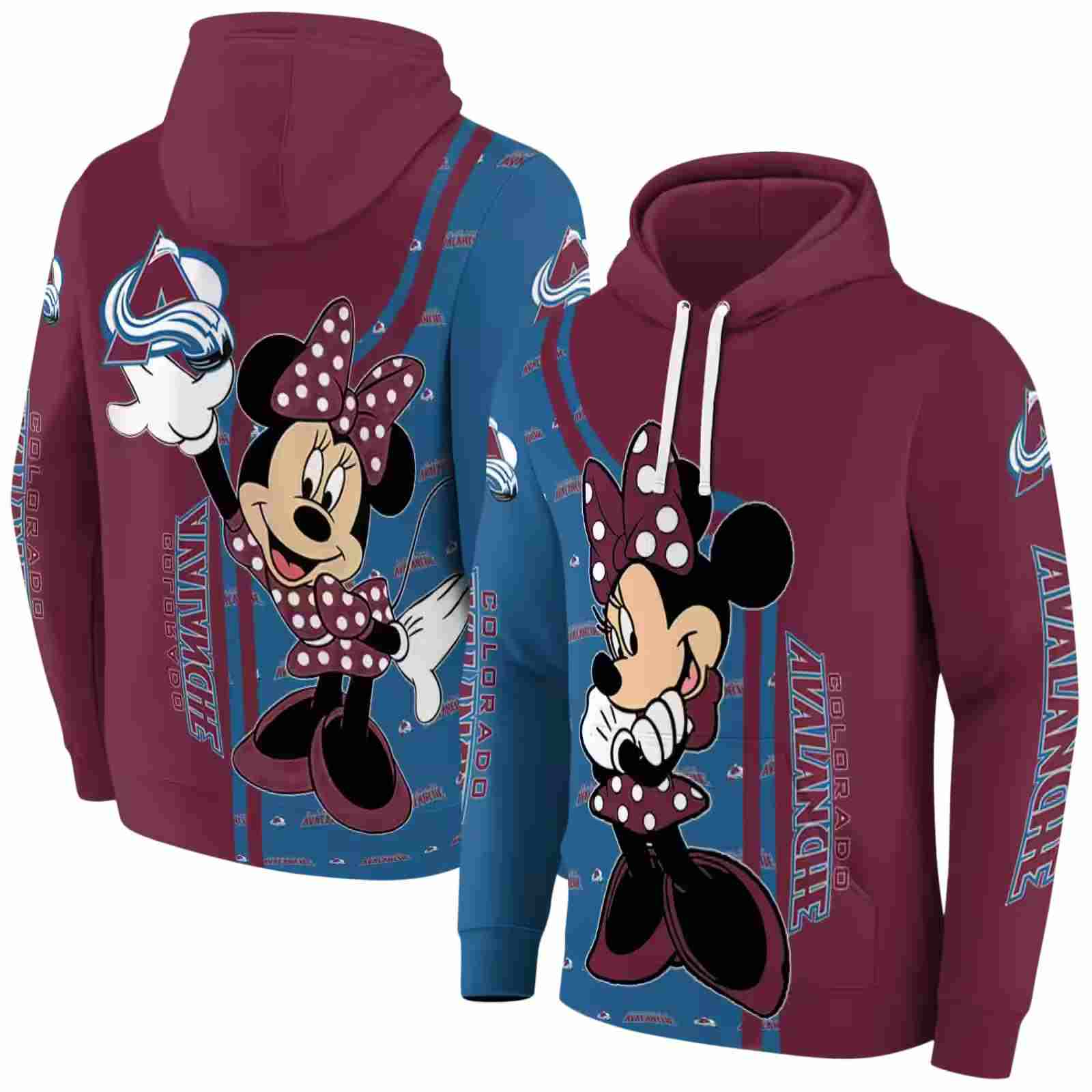 colorado avalanche minnie mouse burgundy hoodie fashion forward