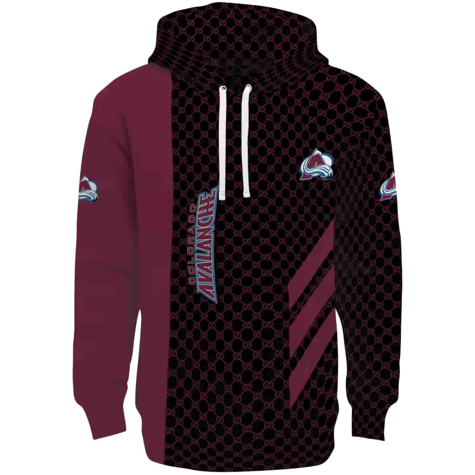 Colorado Avalanche Monogram Pattern Burgundy Hoodie