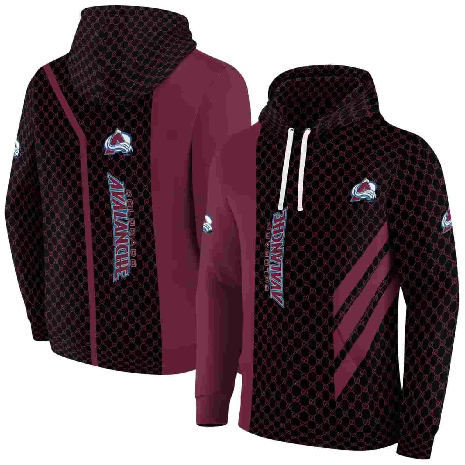 colorado avalanche monogram pattern burgundy hoodie fashion forward