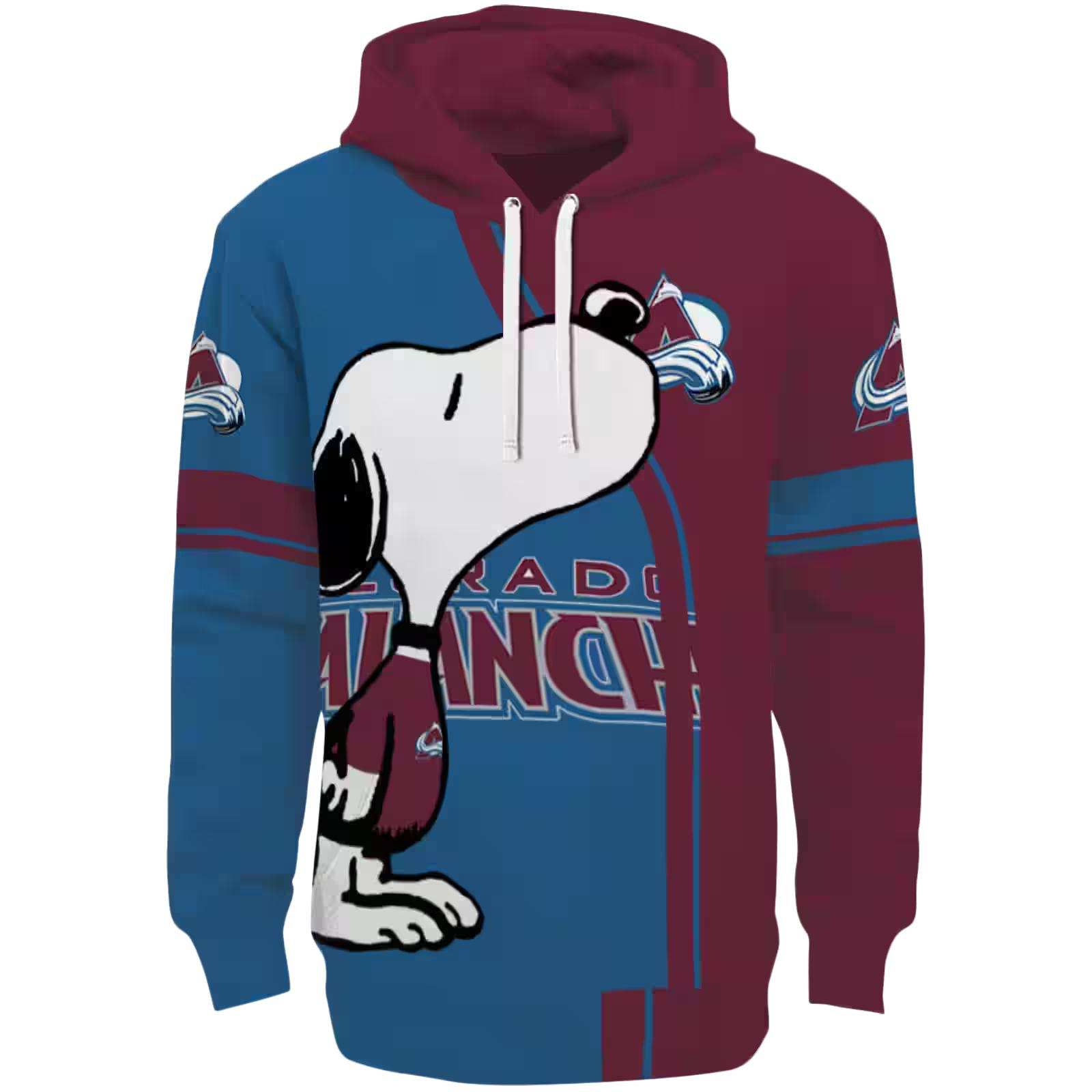 Colorado Avalanche Playful Snoopy Burgundy Hoodie