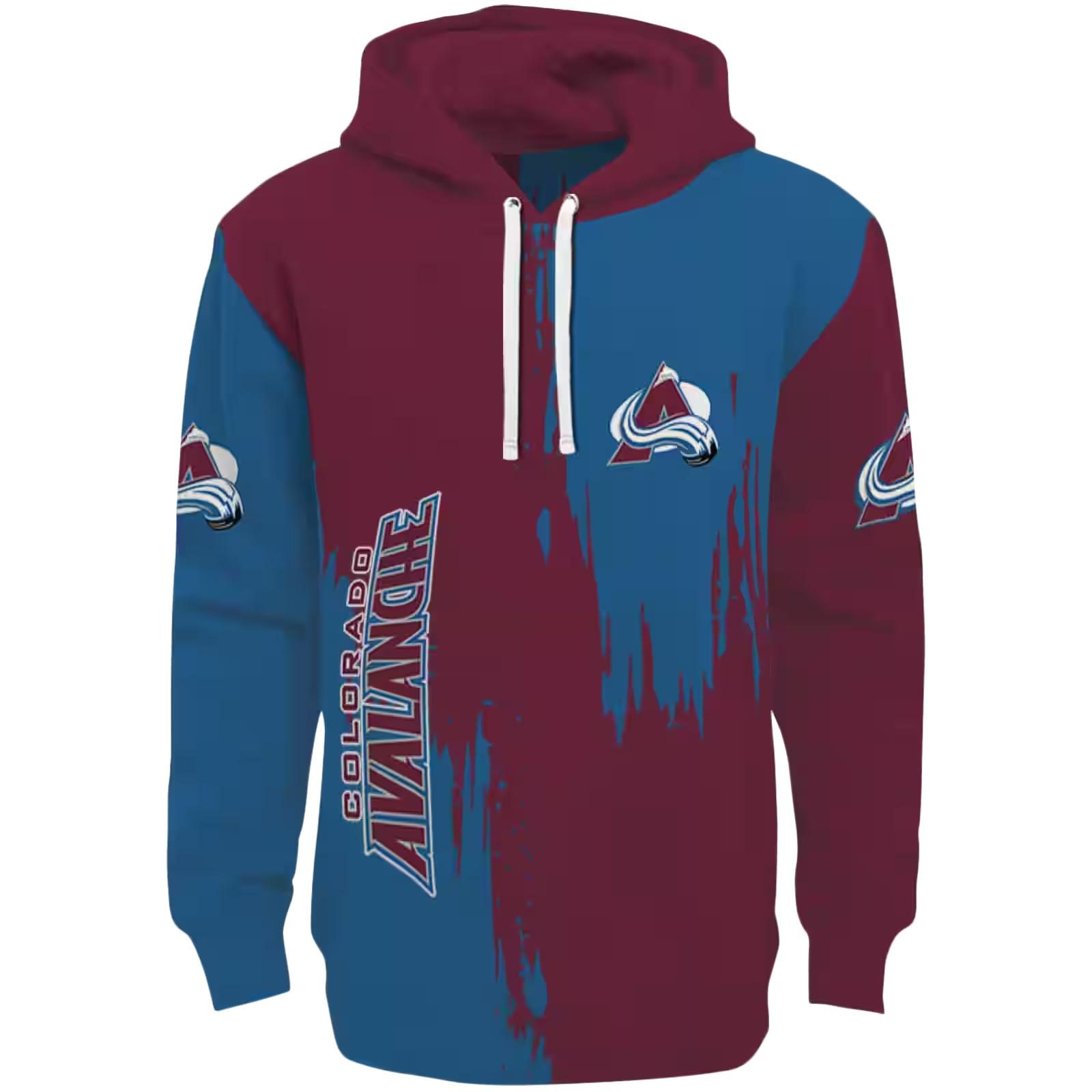 Colorado Avalanche Splatter Effect Burgundy Hoodie