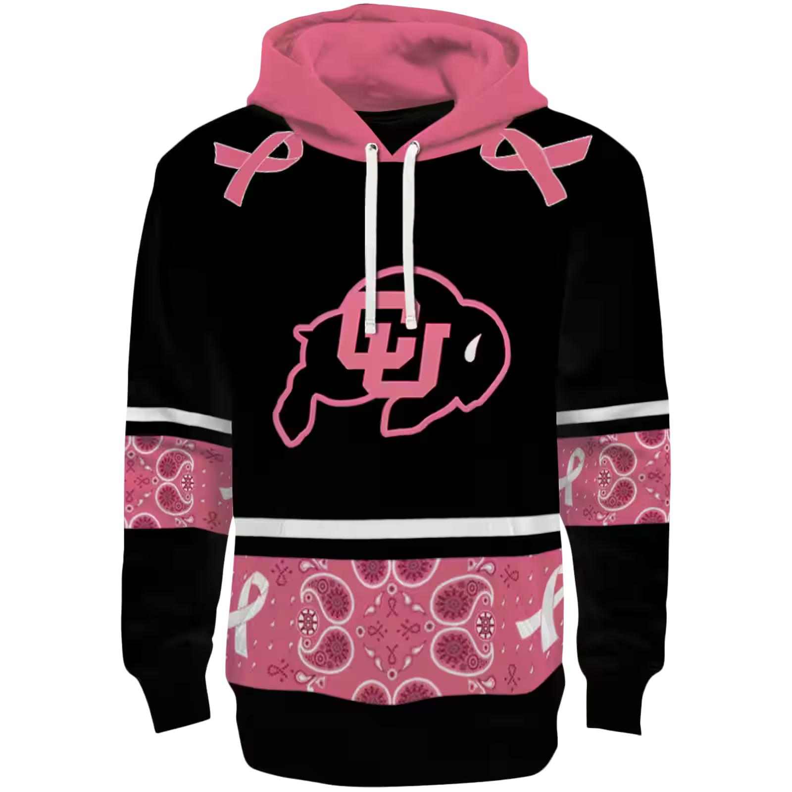 Colorado Buffaloes Awareness Ribbon Black Pink Hoodie