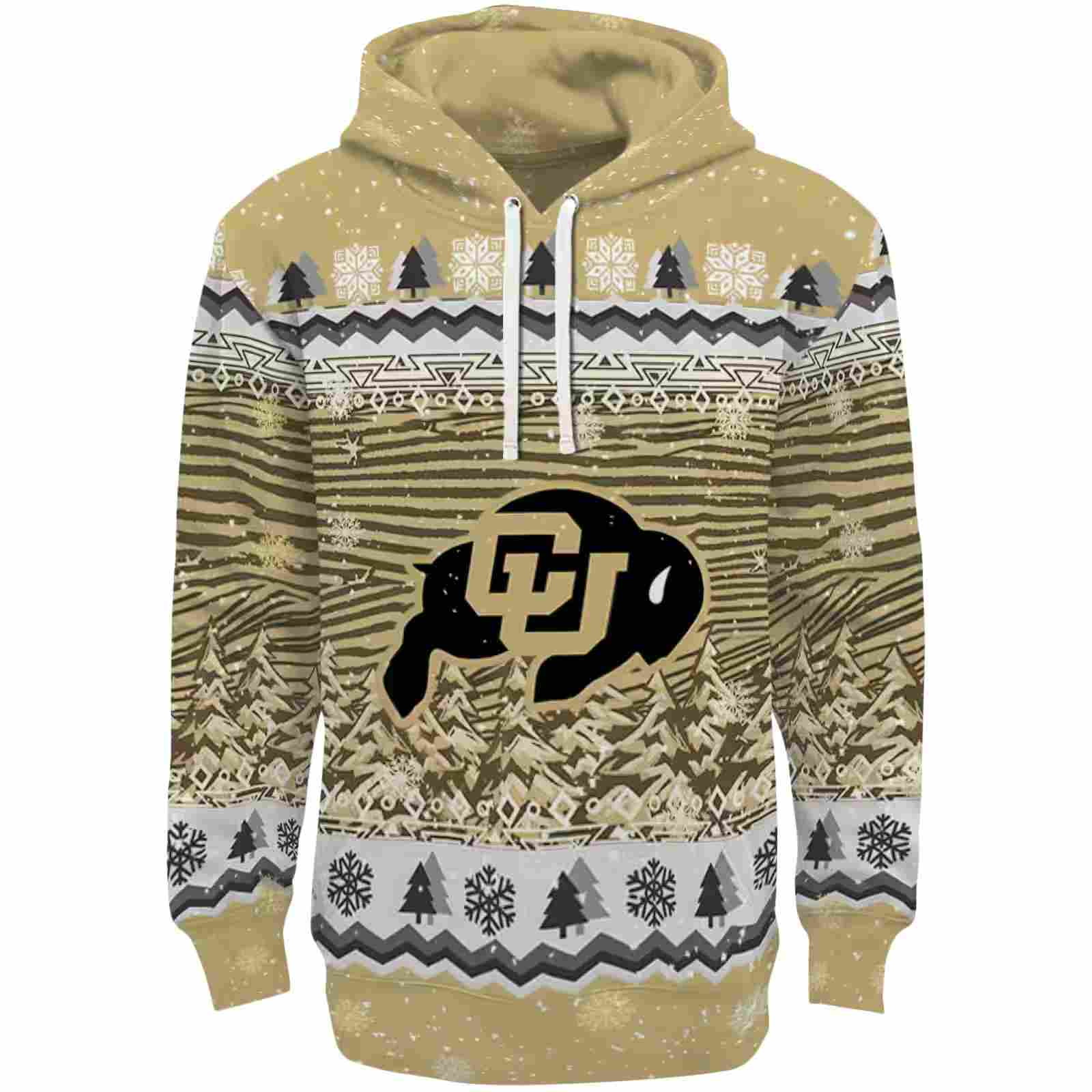 Colorado Buffaloes Christmas Trees Gold Hoodie