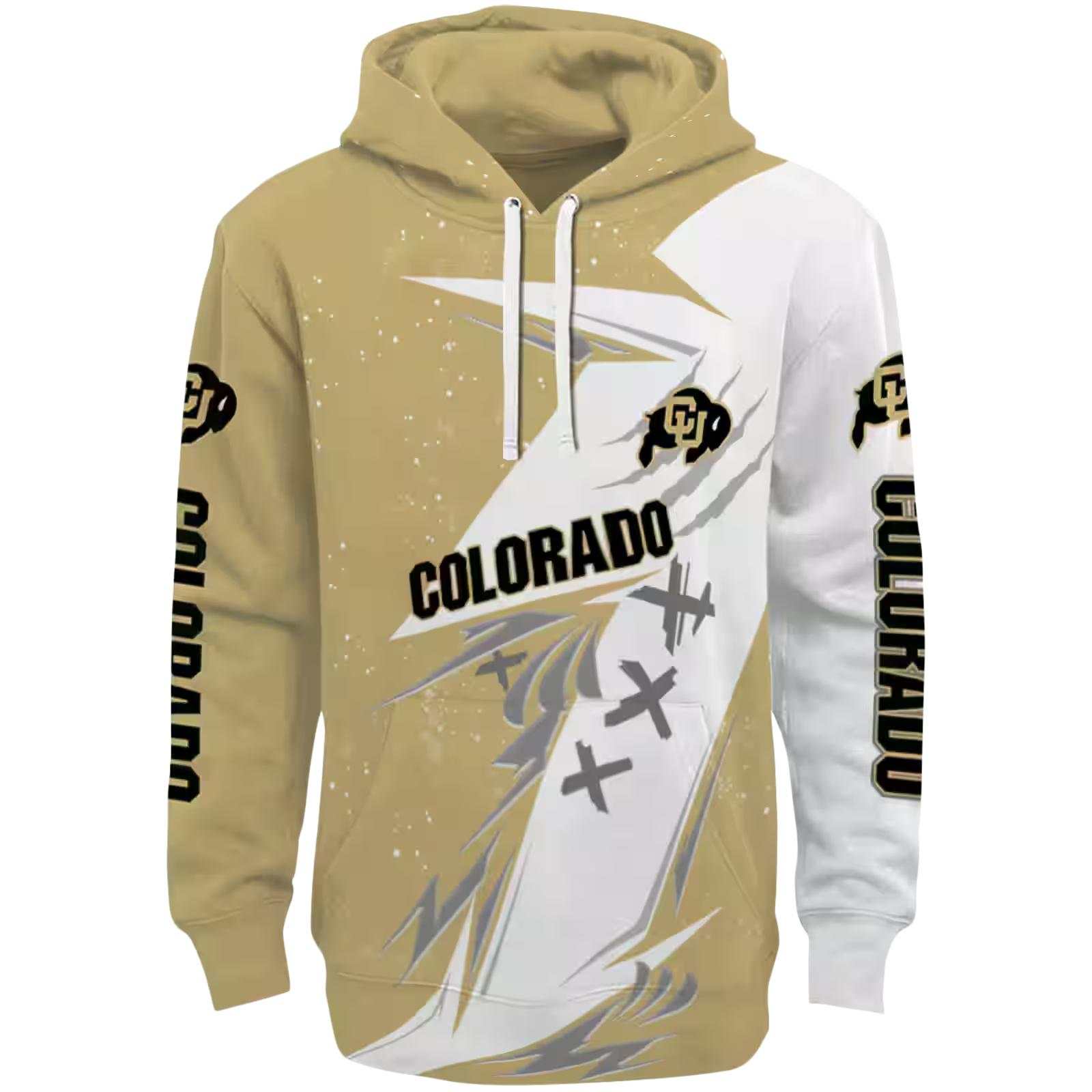 Colorado Buffaloes Dynamic Slash Gold White Hoodie