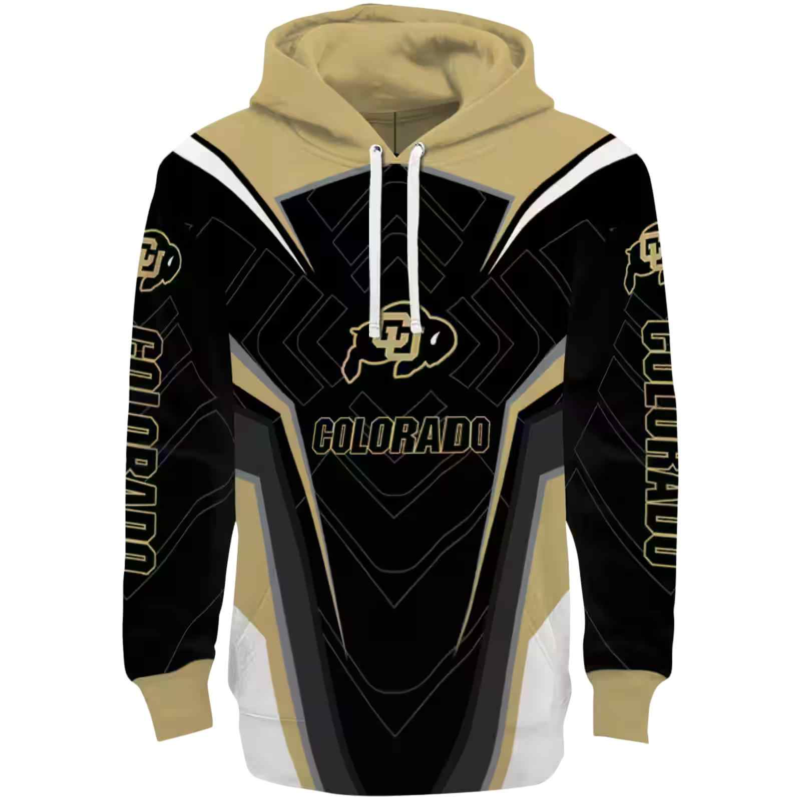 Colorado Buffaloes Futuristic Pattern Gold Black Hoodie