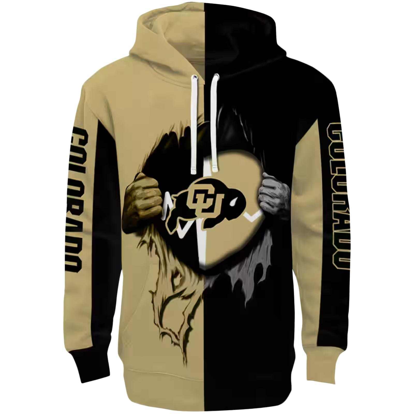 Colorado Buffaloes Heartbeat Graphic Gold Hoodie