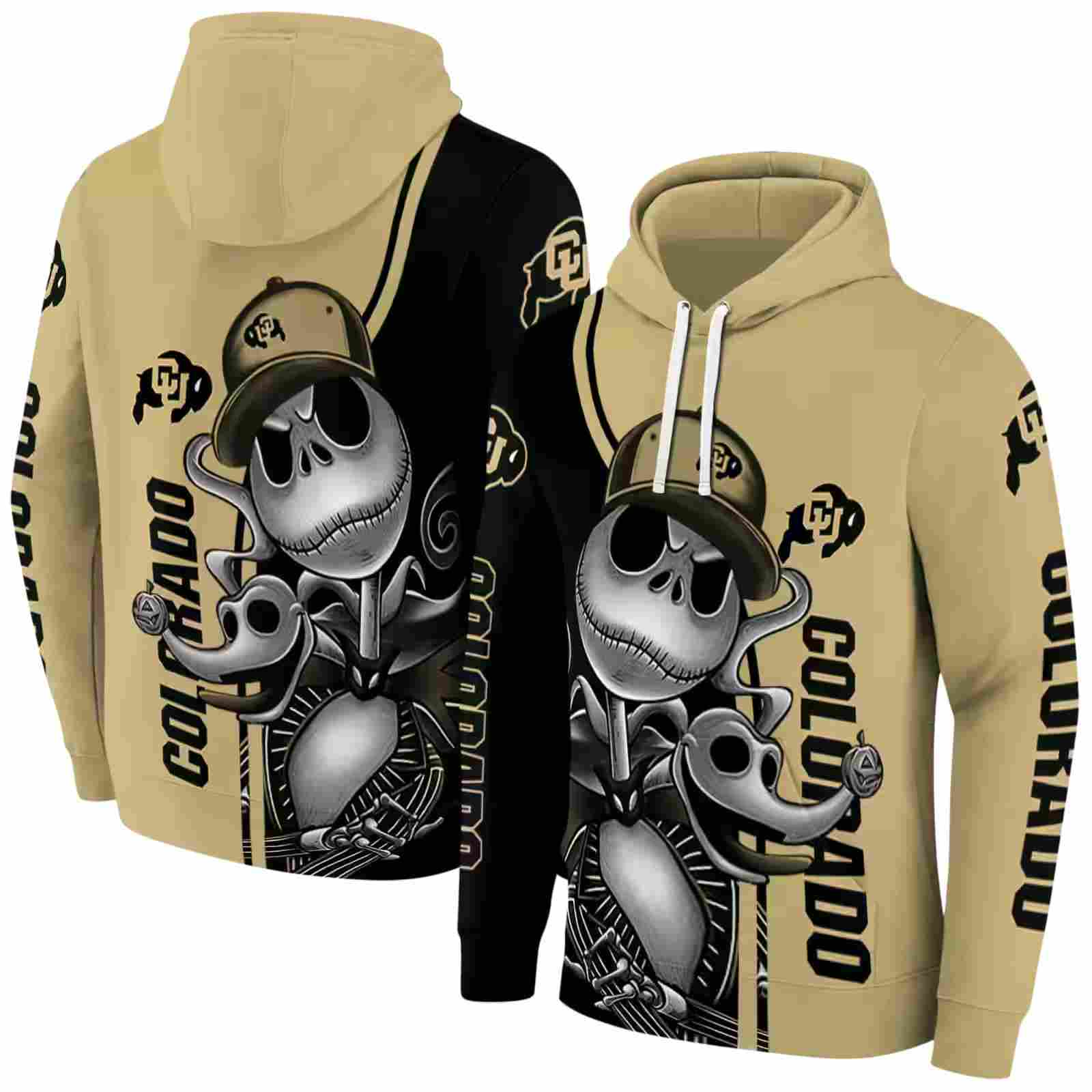 colorado buffaloes jack skellington gold hoodie fashion forward