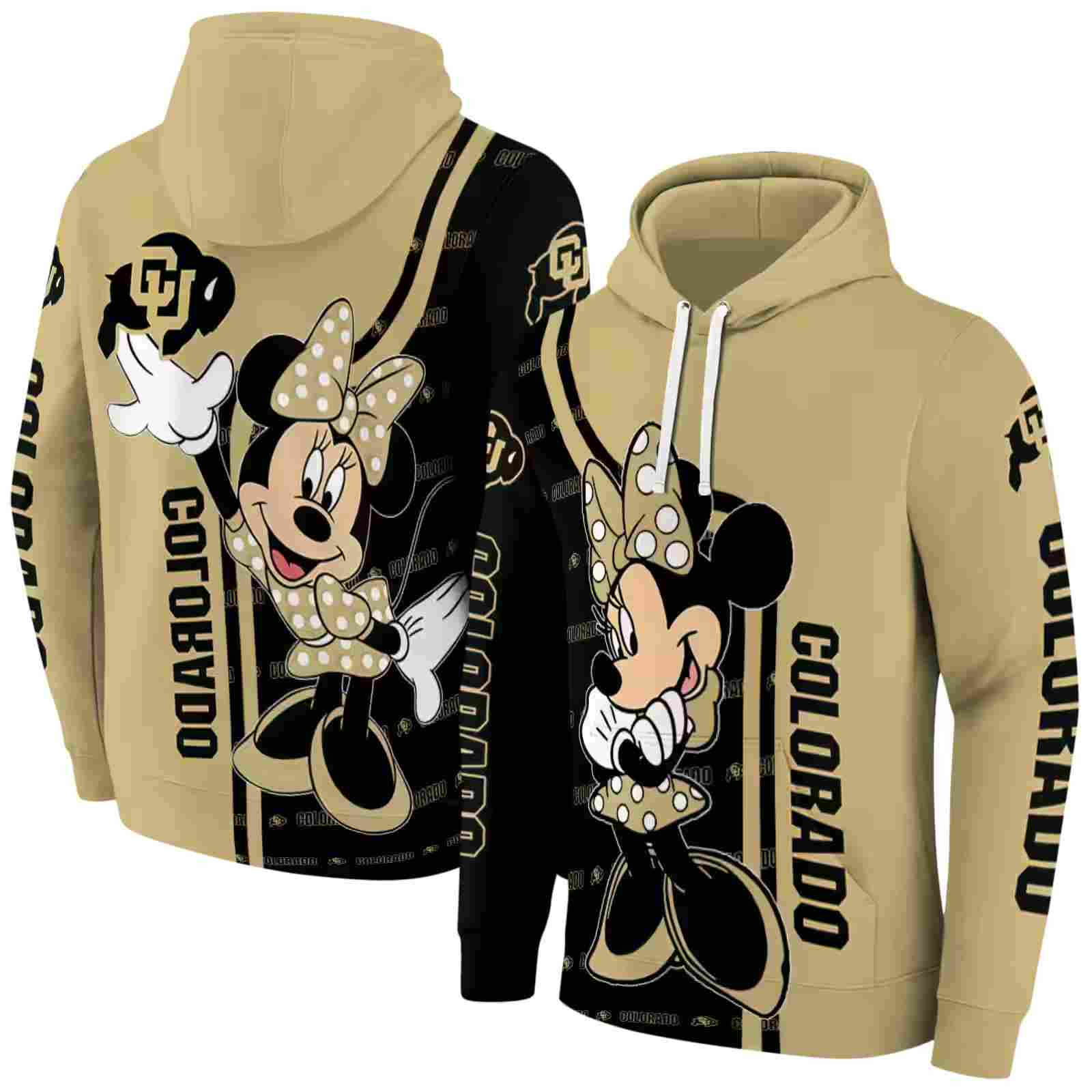 colorado buffaloes minnie mouse gold hoodie fashion forward