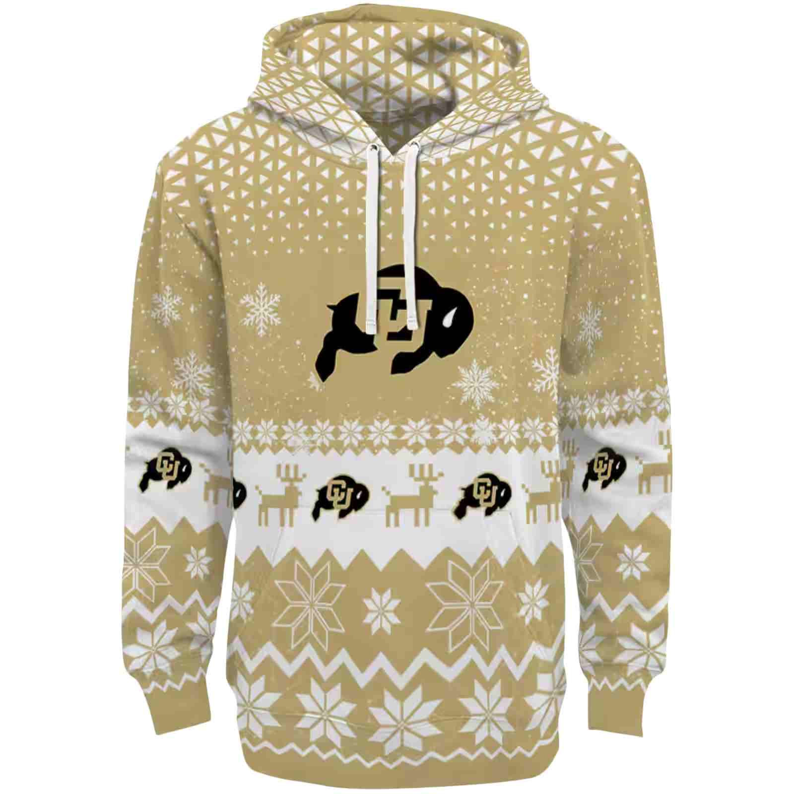 Colorado Buffaloes Reindeer Motif Gold Hoodie