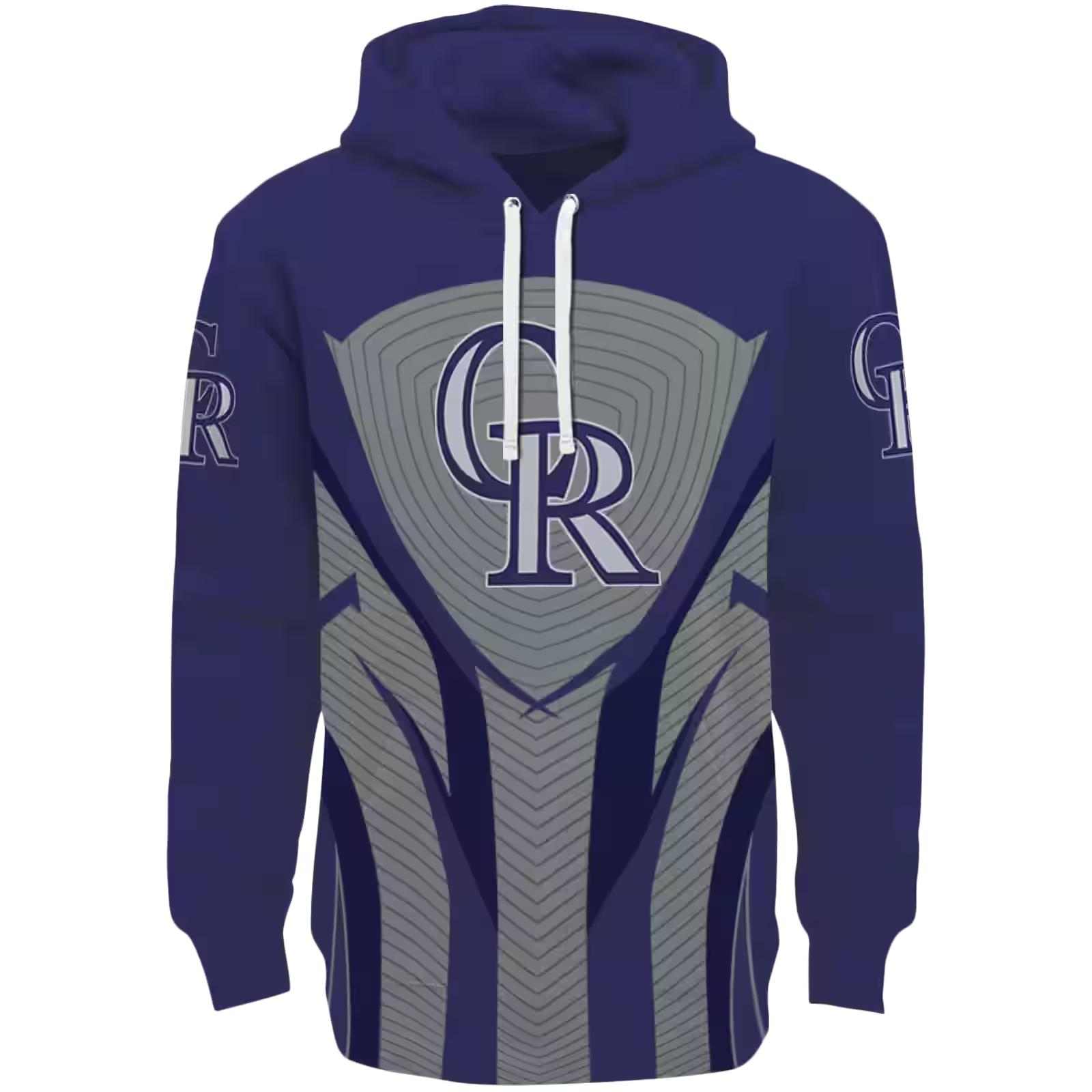 Colorado Rockies Concentric Lines Blue Black Hoodie