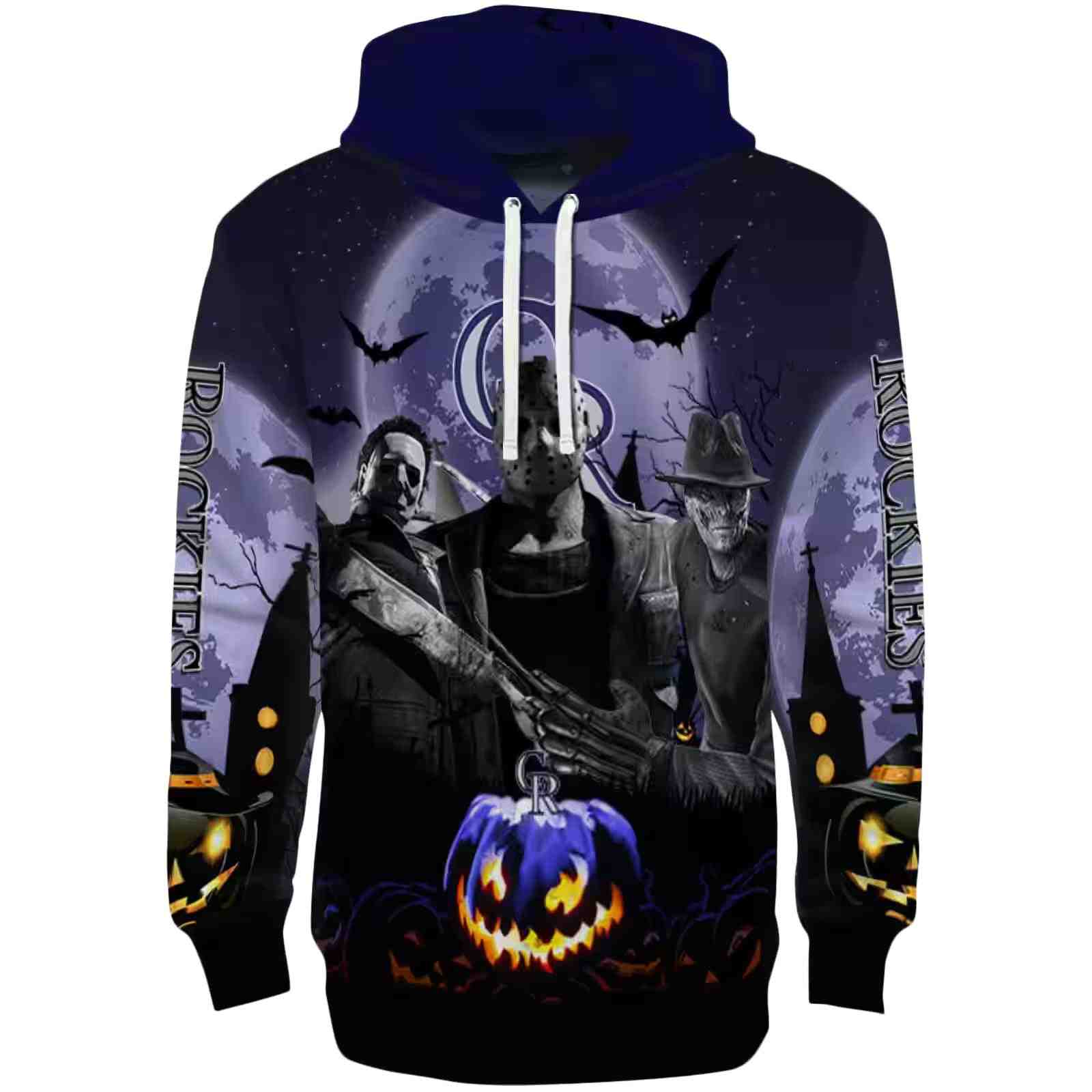 Colorado Rockies Halloween Vibes Blue Black Hoodie