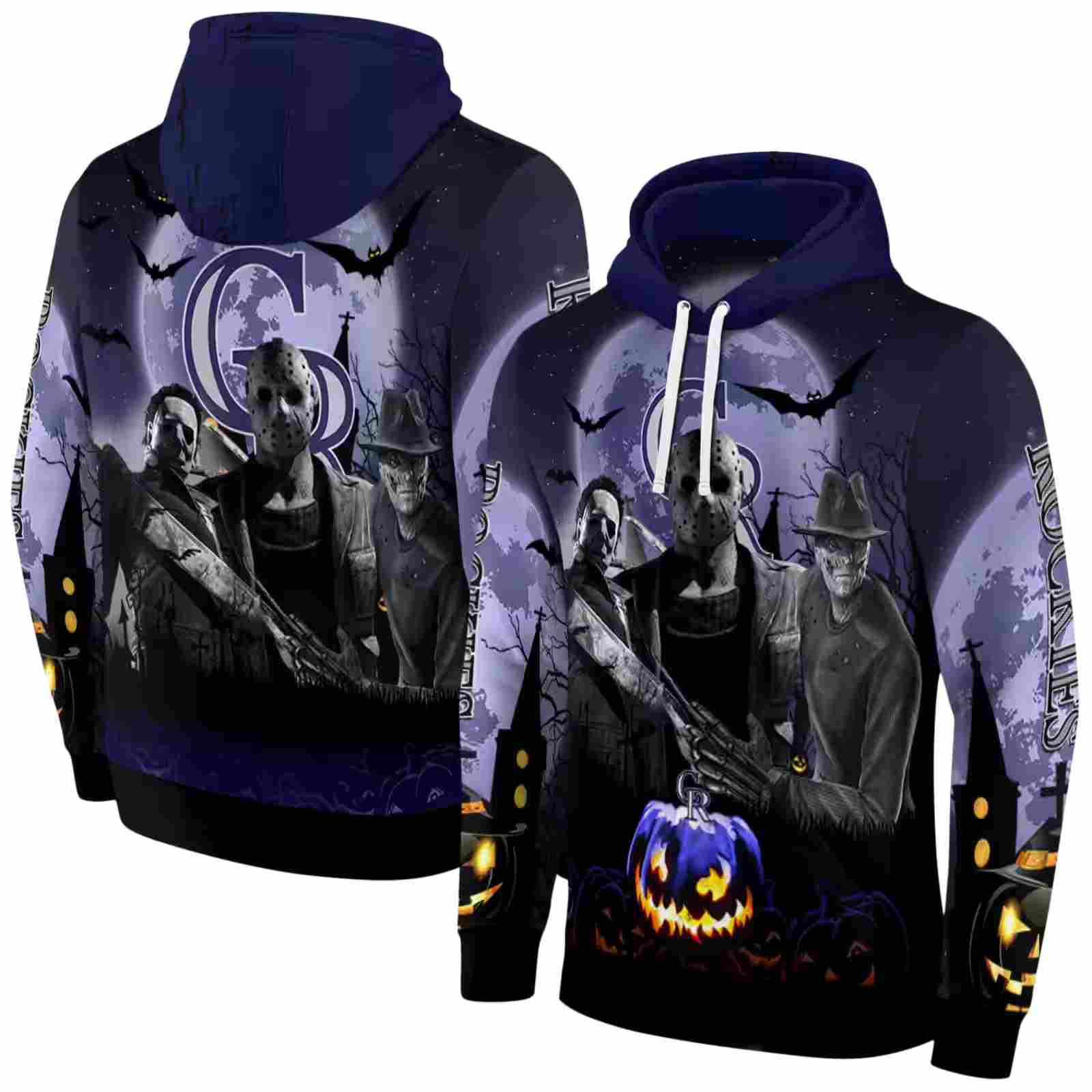 colorado rockies halloween vibes blue black hoodie fashion forward