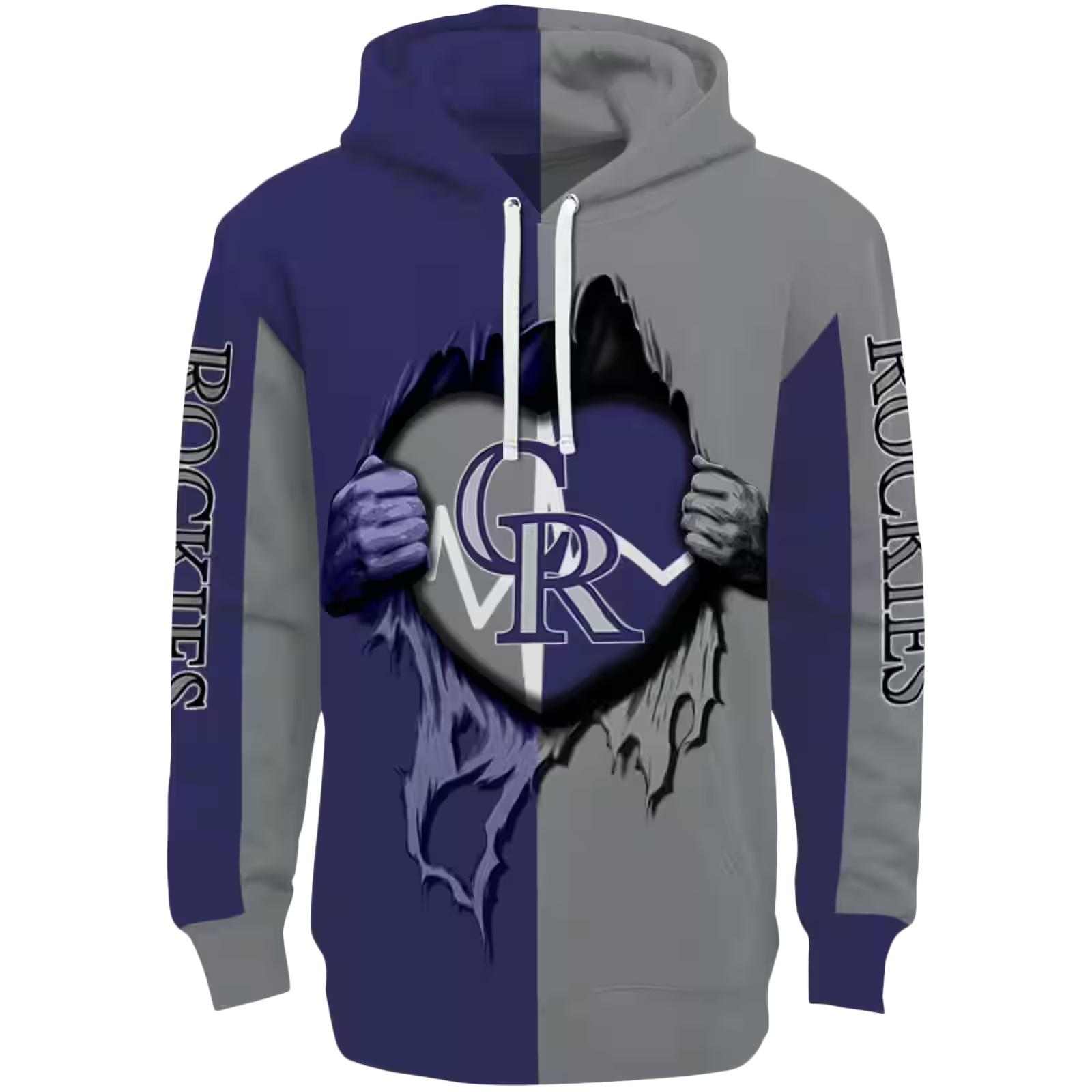 Colorado Rockies Heartbeat Graphic Blue Hoodie