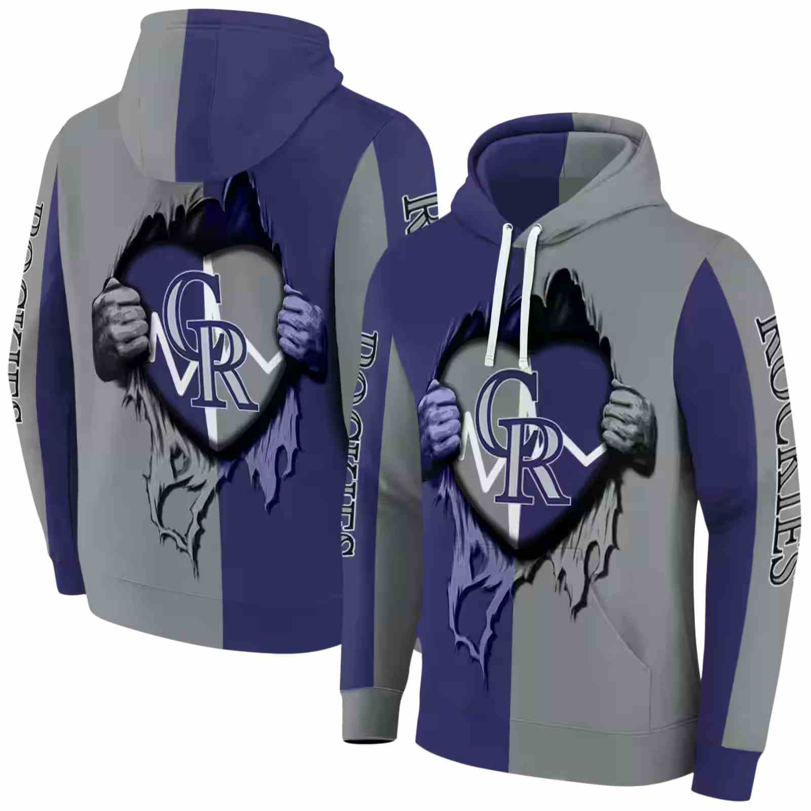 colorado rockies heartbeat graphic blue hoodie fashion forward