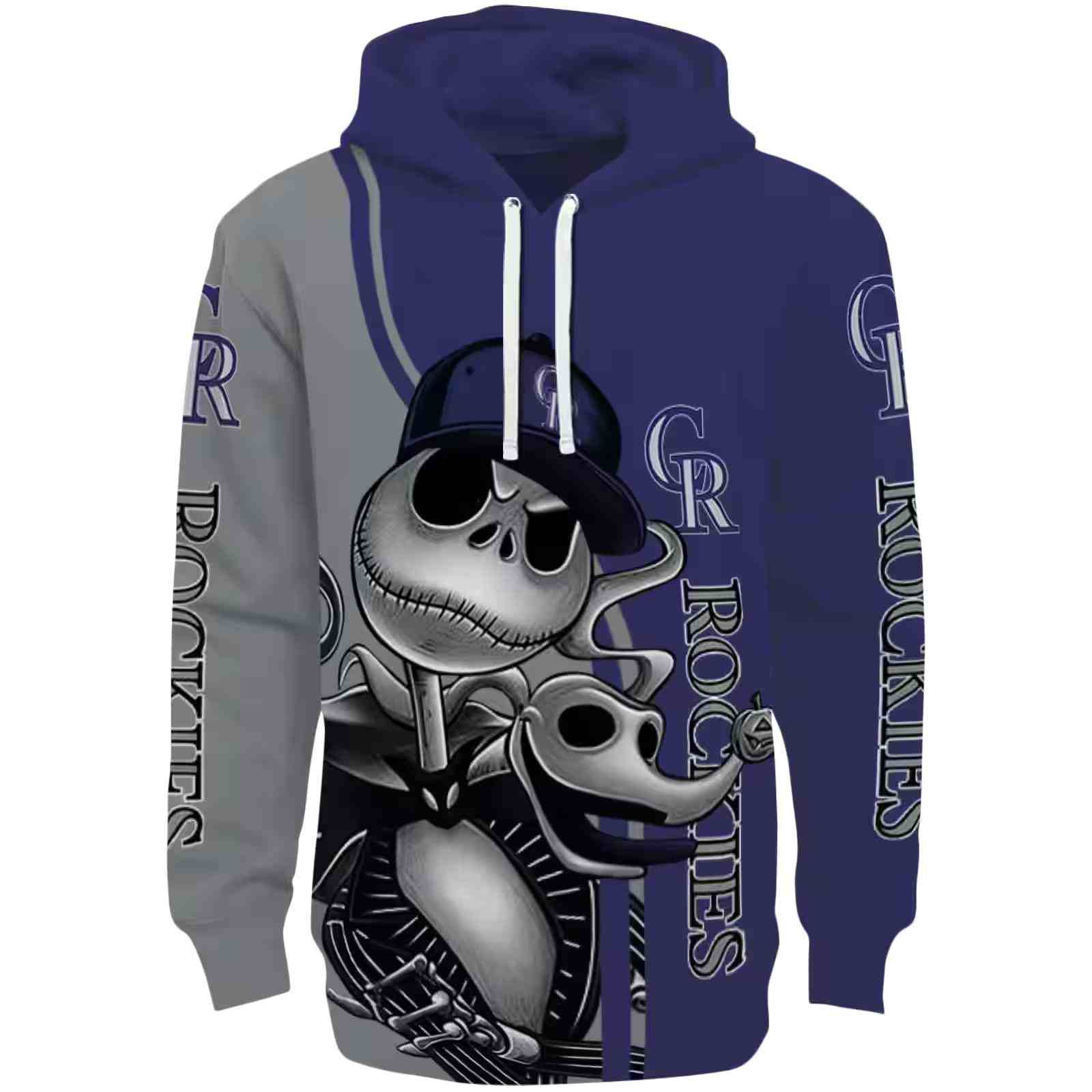 Colorado Rockies Jack Skellington Blue Hoodie