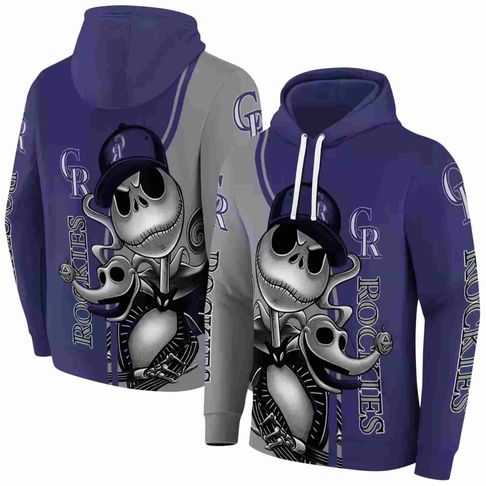 colorado rockies jack skellington blue hoodie fashion forward