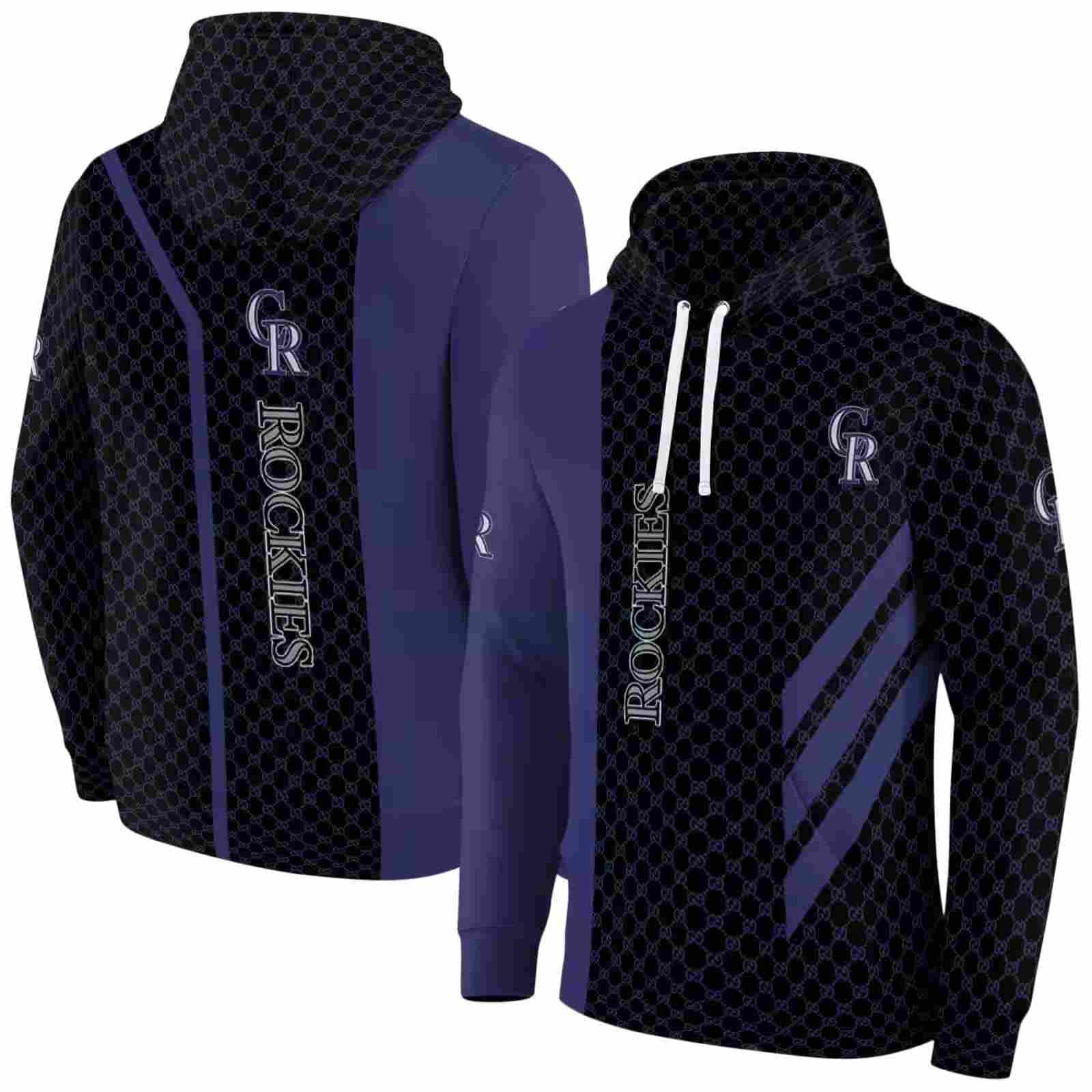 colorado rockies monogram pattern blue hoodie fashion forward