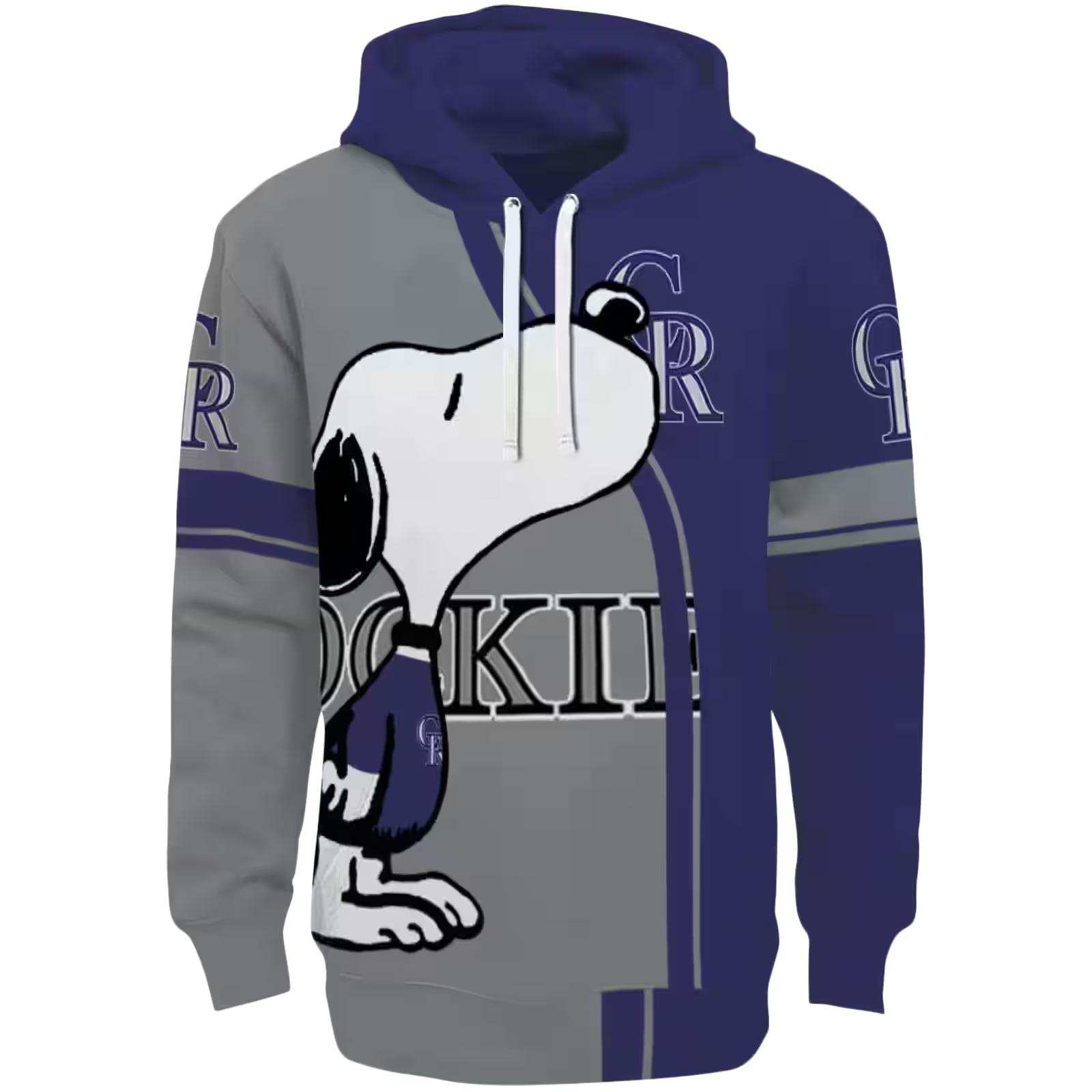 Colorado Rockies Playful Snoopy Blue Hoodie