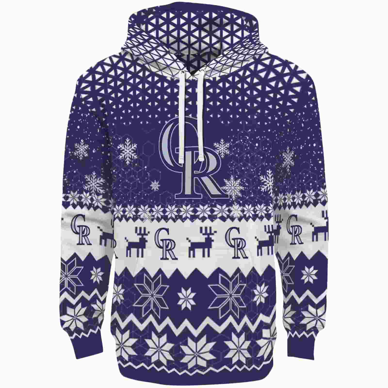 Colorado Rockies Reindeer Motif Blue Hoodie