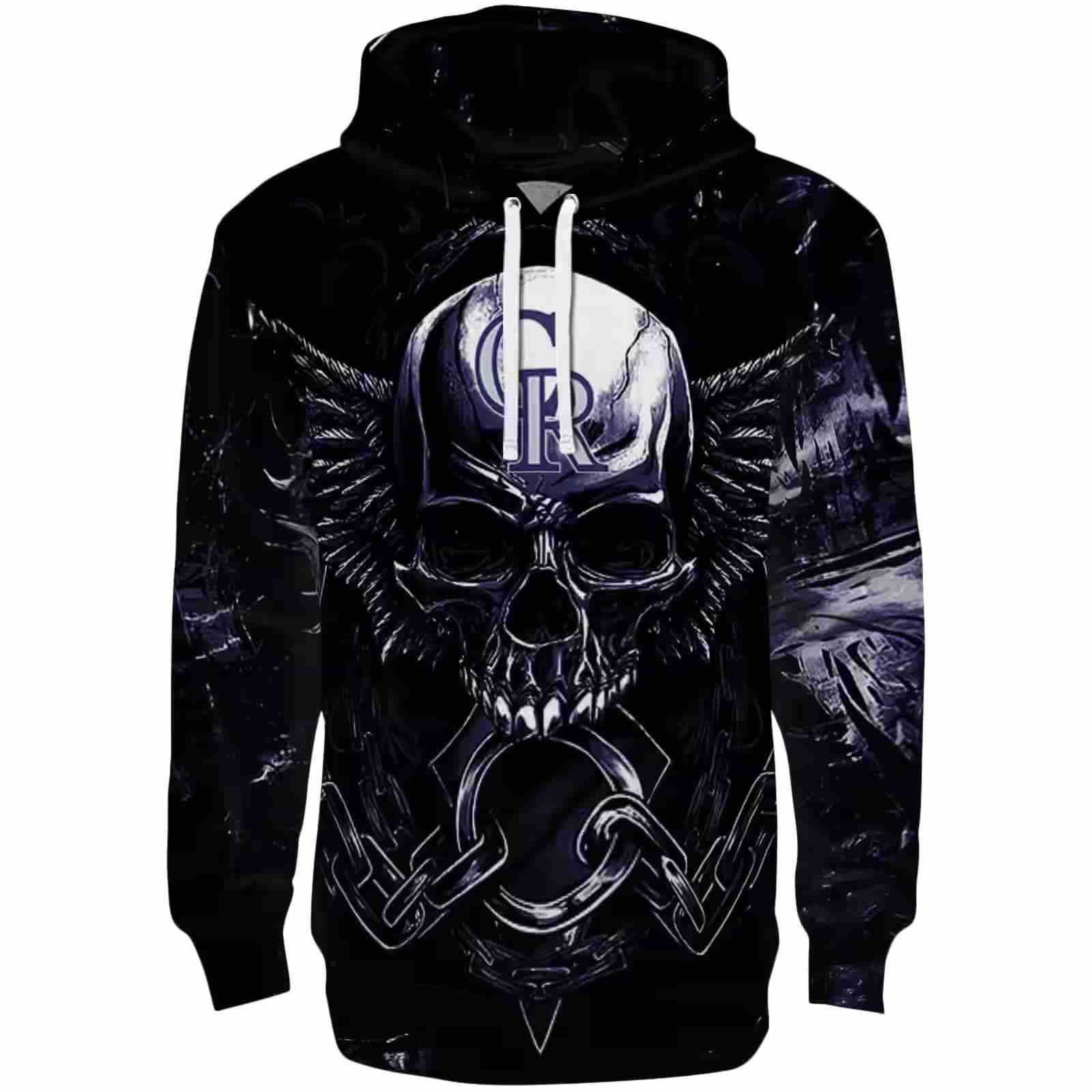 Colorado Rockies Skull Artwork Blue Black Hoodie