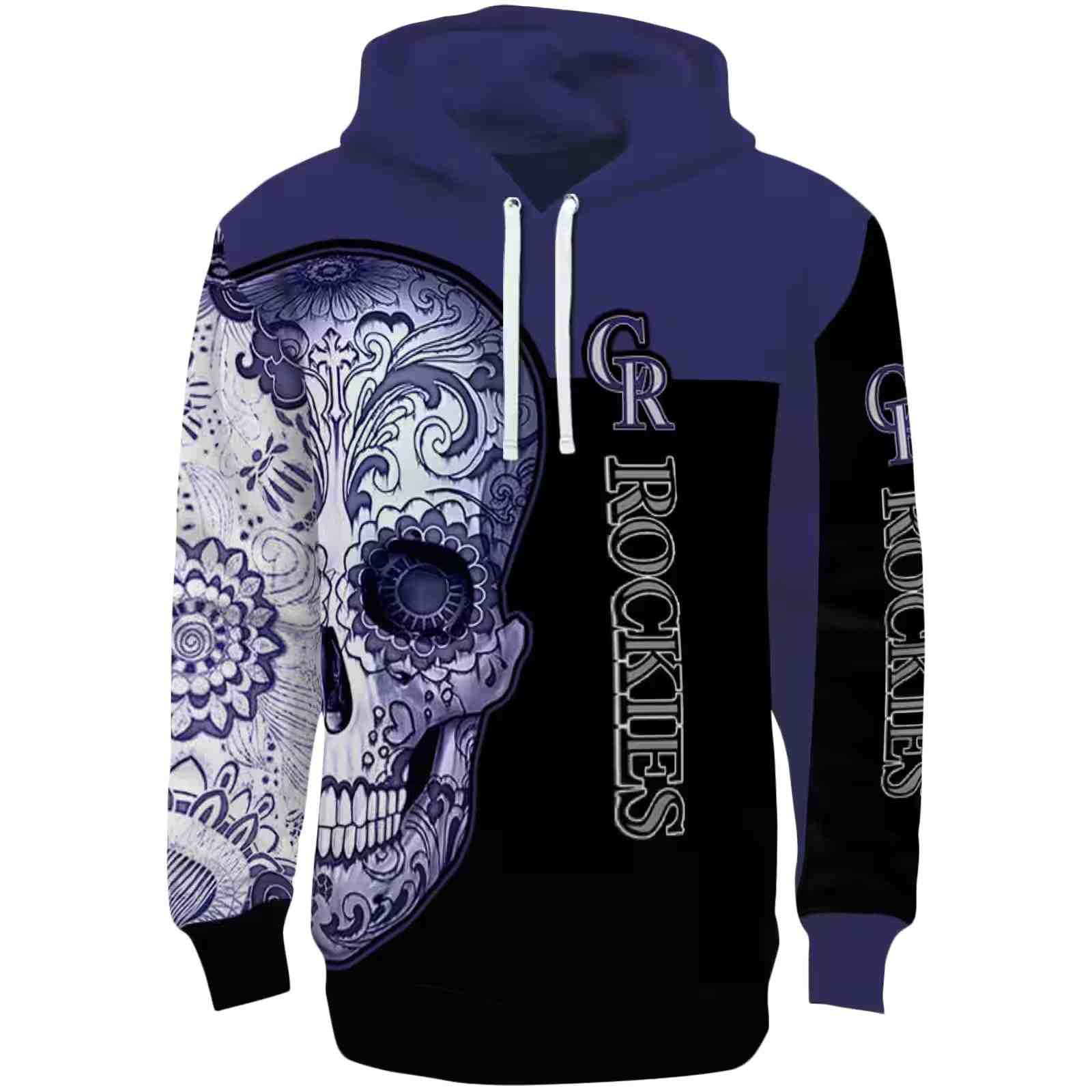 Colorado Rockies Sugar Skull Blue Black Hoodie