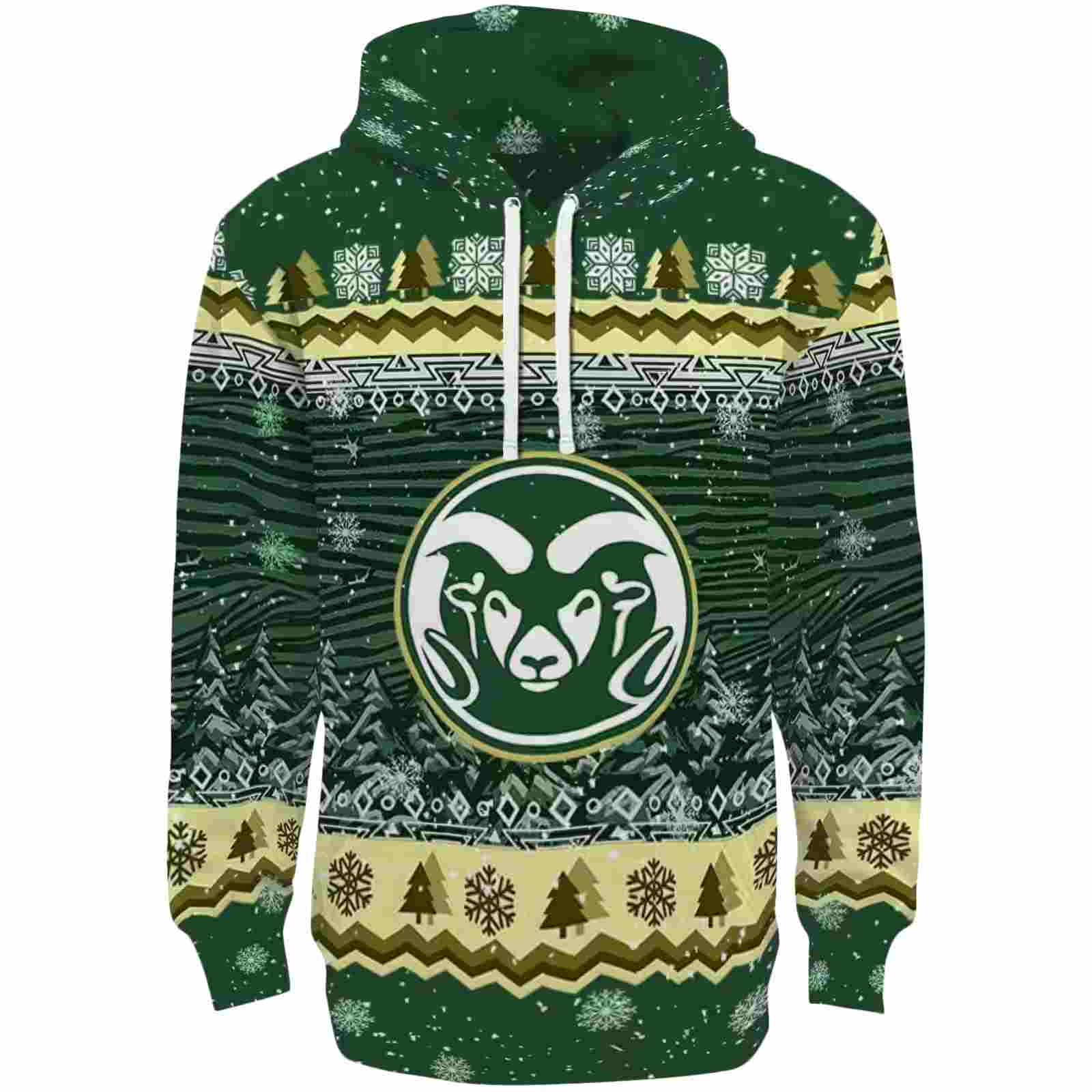 Colorado State Rams Christmas Trees Green Hoodie