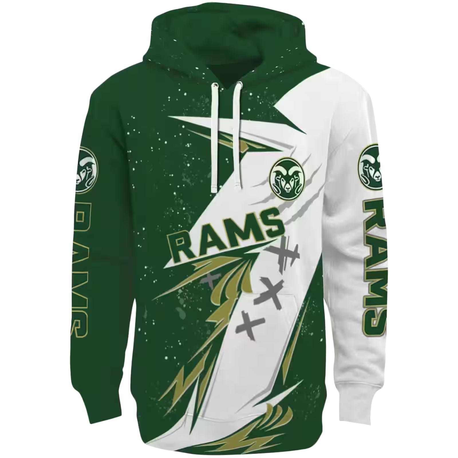 Colorado State Rams Dynamic Slash Green White Hoodie