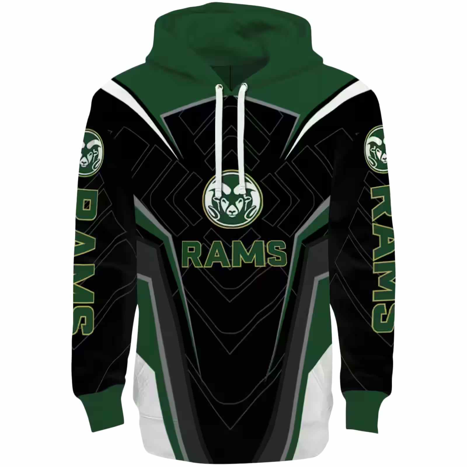 Colorado State Rams Futuristic Pattern Green Black Hoodie