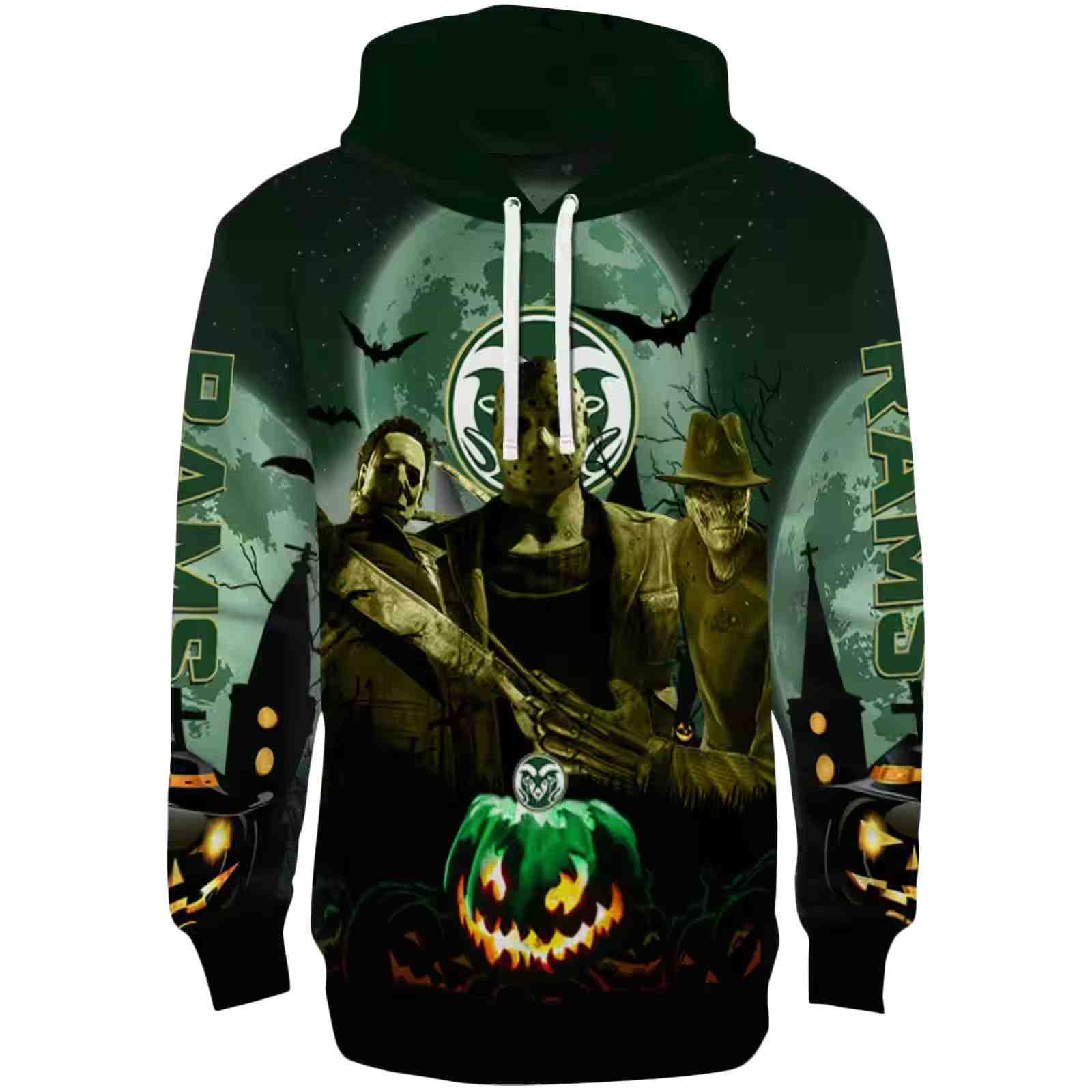 Colorado State Rams Halloween Vibes Green Black Hoodie