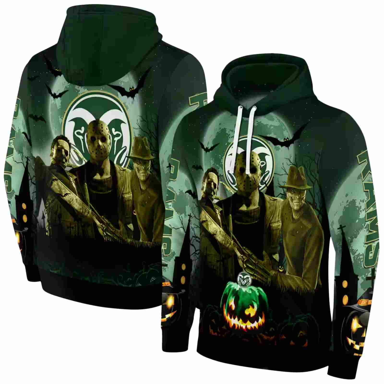 colorado state rams halloween vibes green black hoodie fashion forward