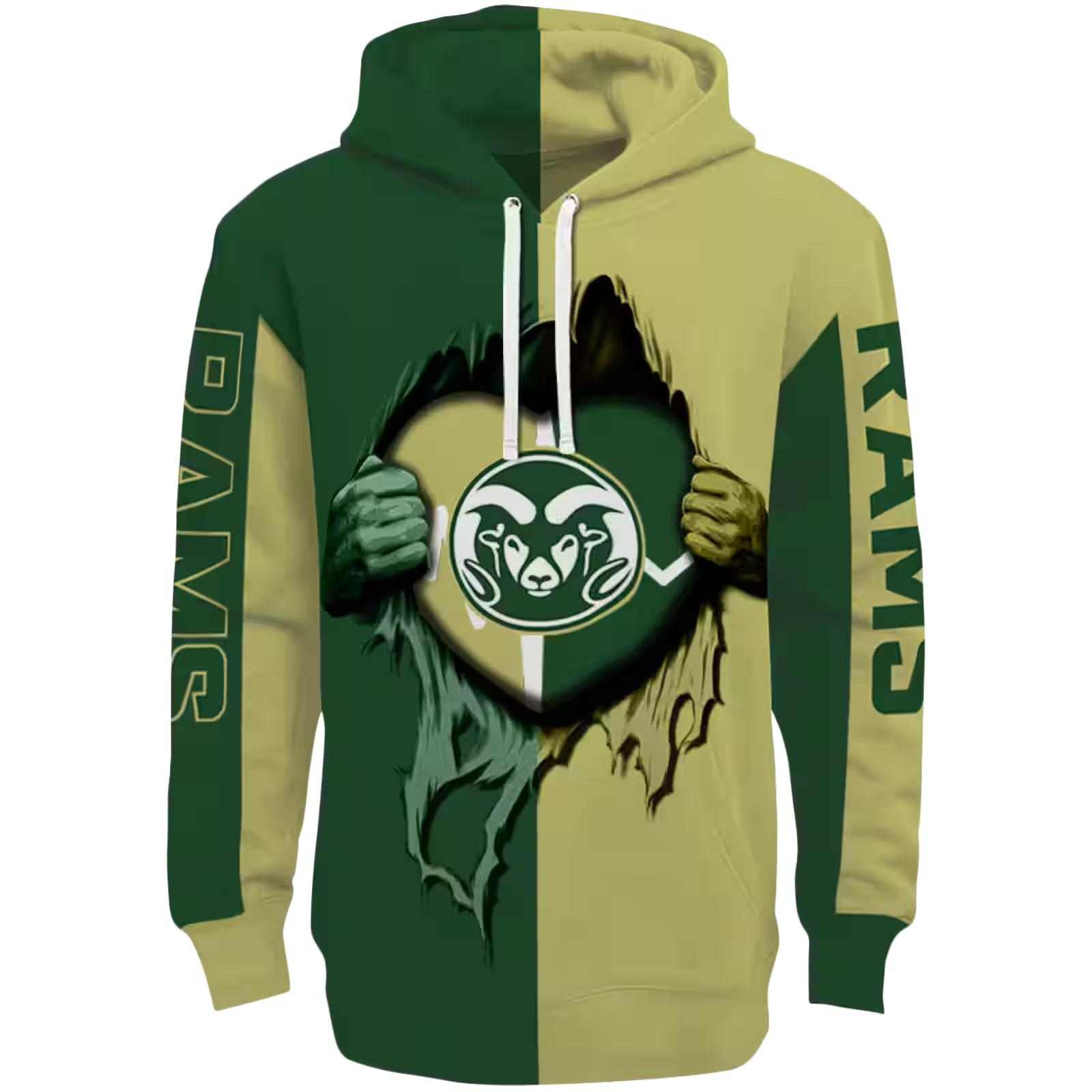 Colorado State Rams Heartbeat Graphic Green Hoodie