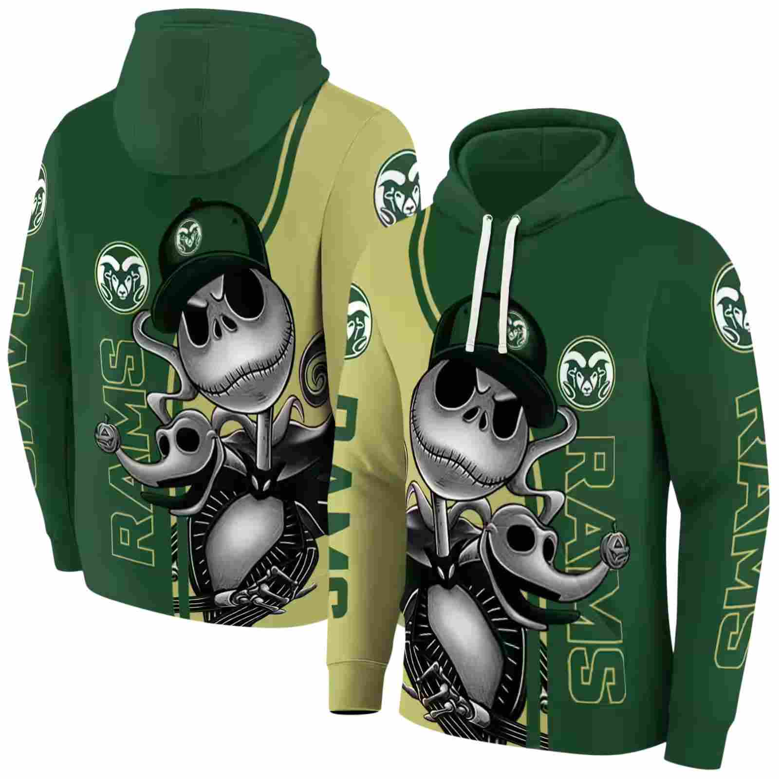 colorado state rams jack skellington green hoodie fashion forward