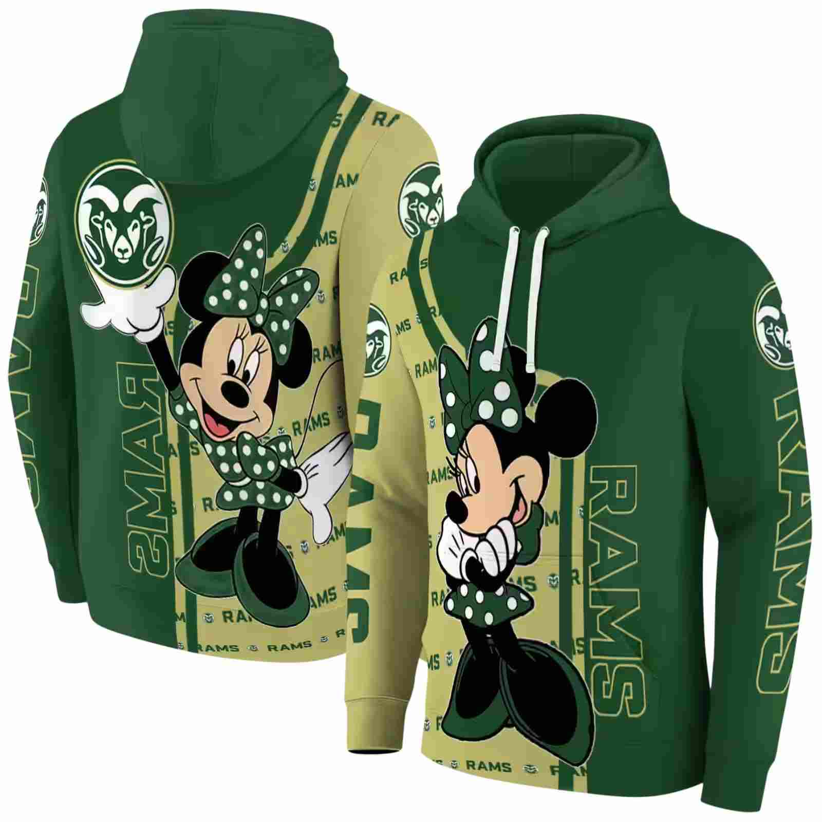 colorado state rams minnie mouse green hoodie fashion forward