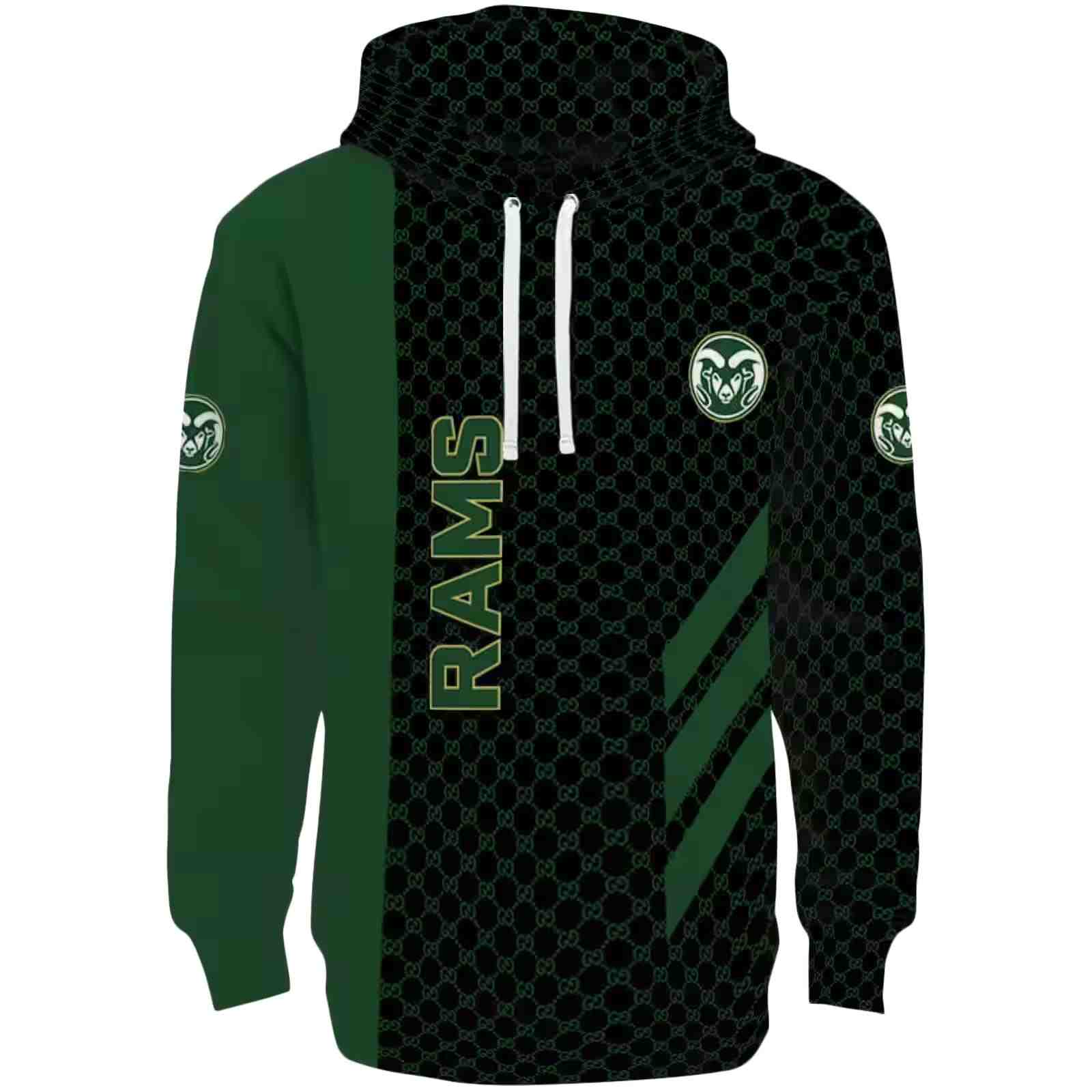 Colorado State Rams Monogram Pattern Green Hoodie