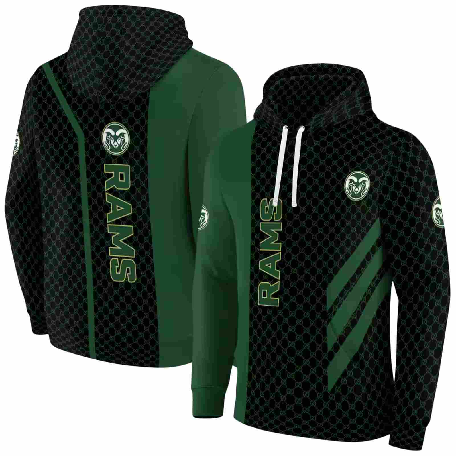 colorado state rams monogram pattern green hoodie fashion forward