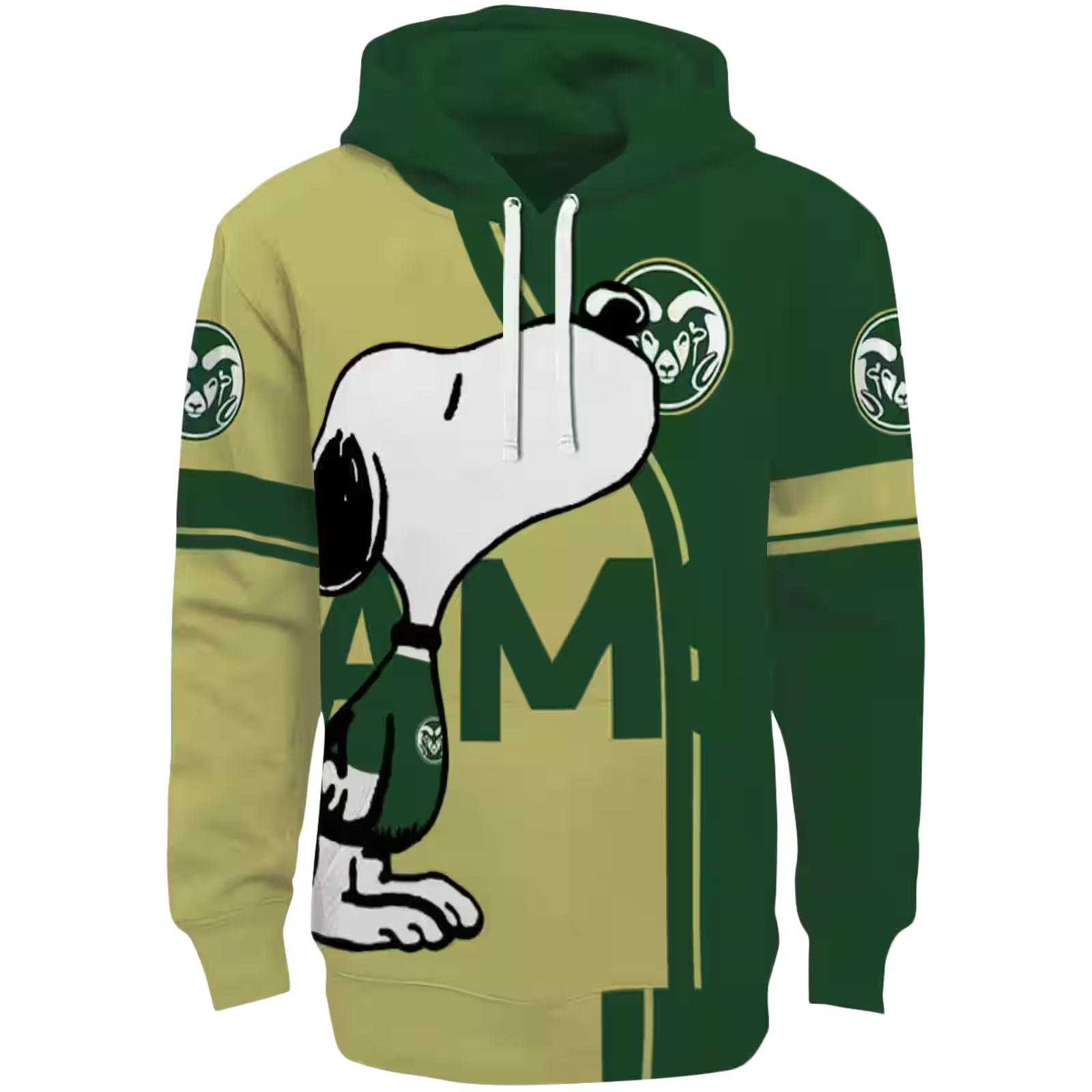 Colorado State Rams Playful Snoopy Green Hoodie