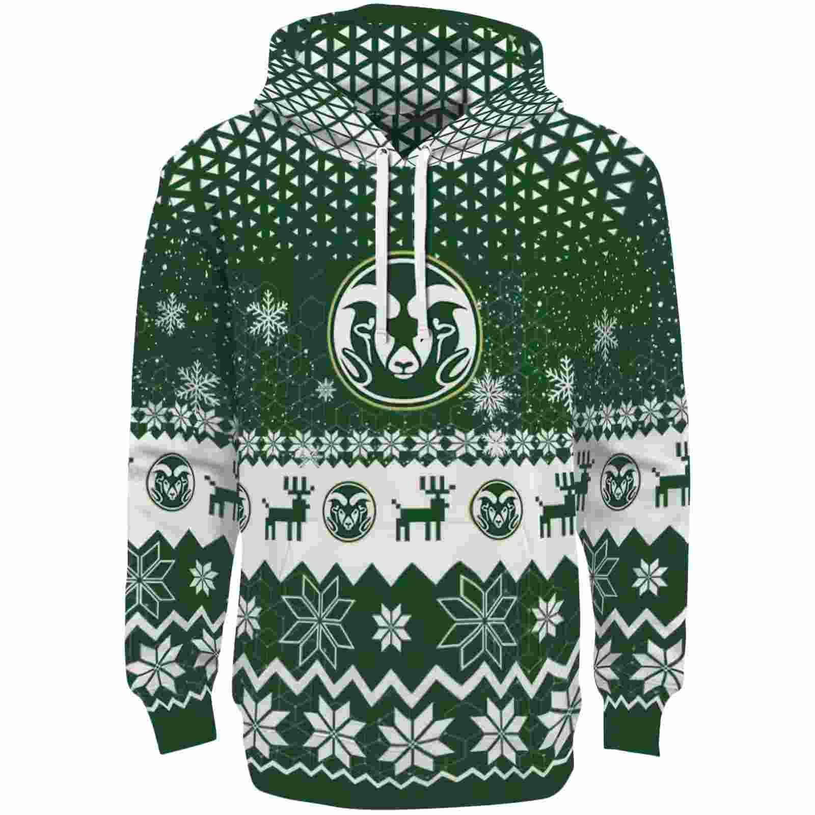 Colorado State Rams Reindeer Motif Green Hoodie