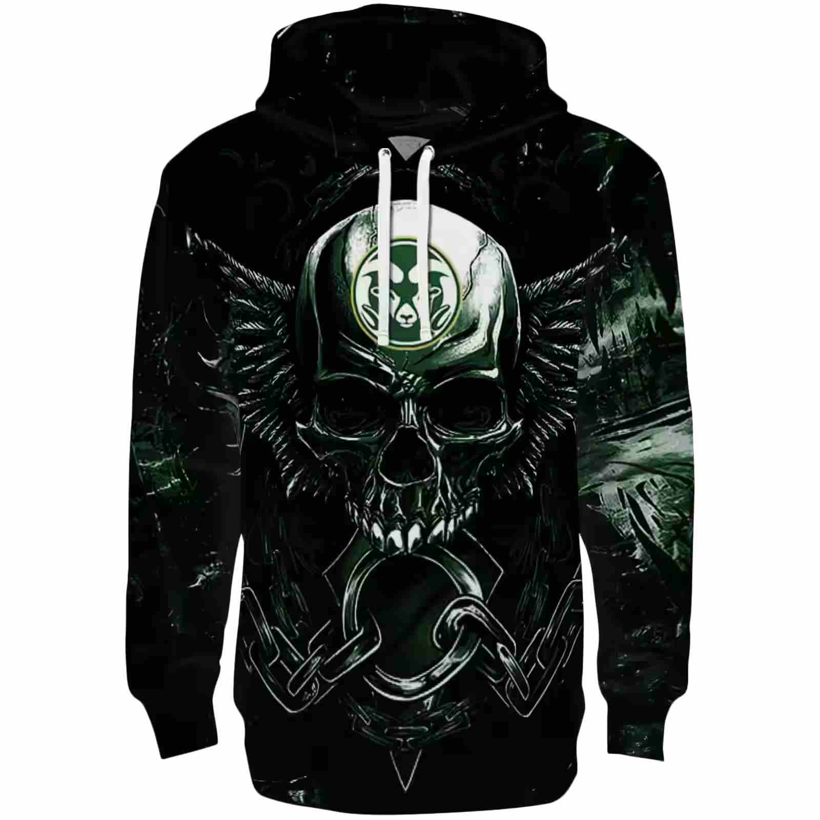 Colorado State Rams Skull Artwork Green Black Hoodie