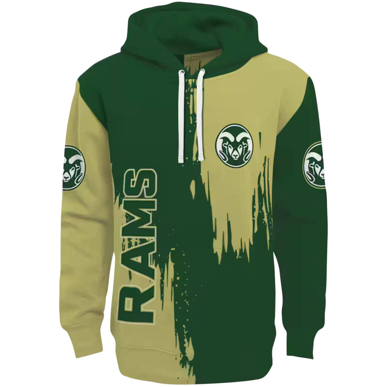 Colorado State Rams Splatter Effect Green Hoodie