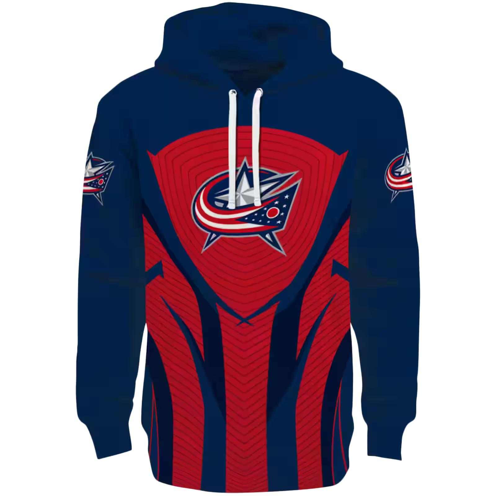 Columbus Blue Jackets Concentric Lines Navy Blue Black Hoodie