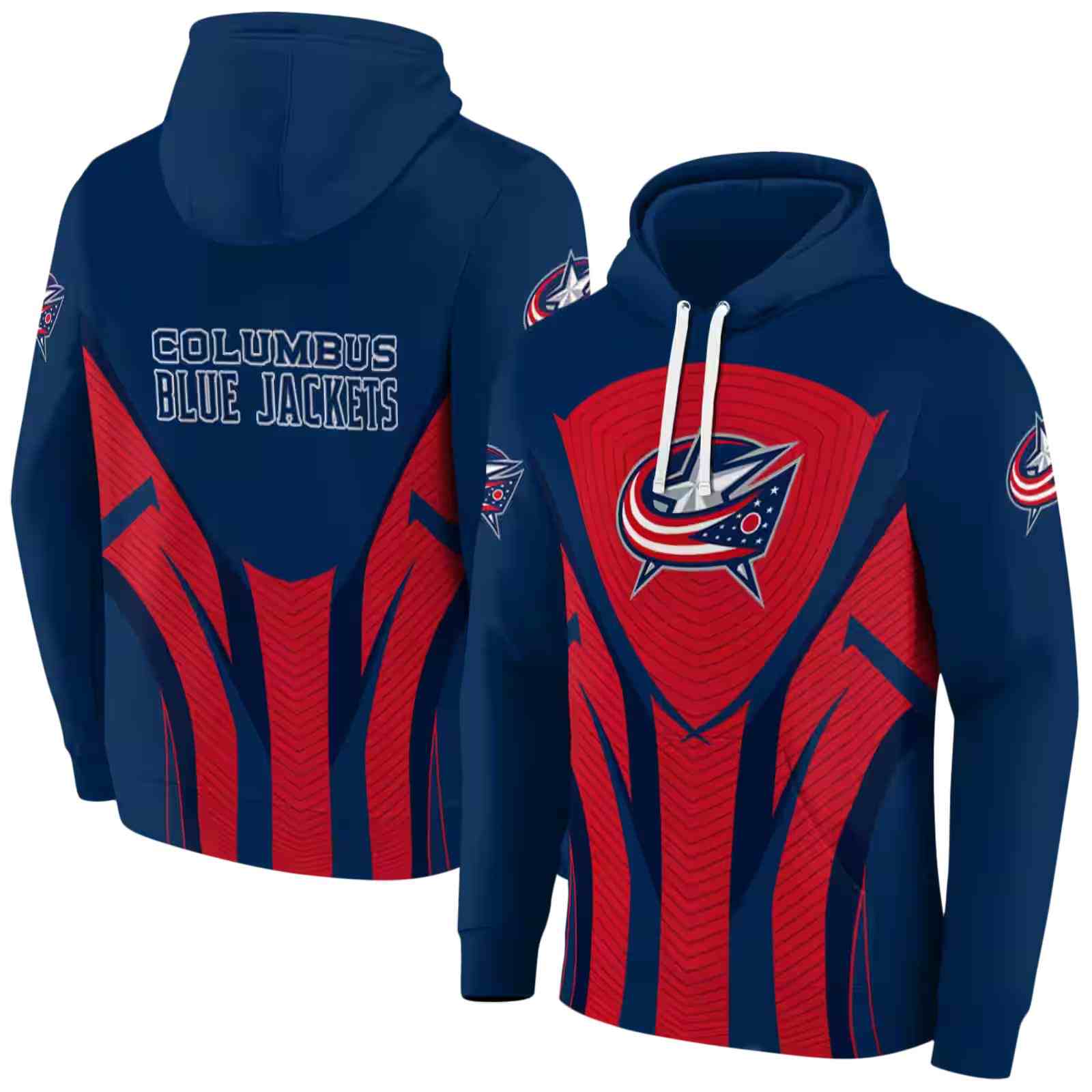 columbus blue jackets concentric lines navy blue black hoodie fashion forward