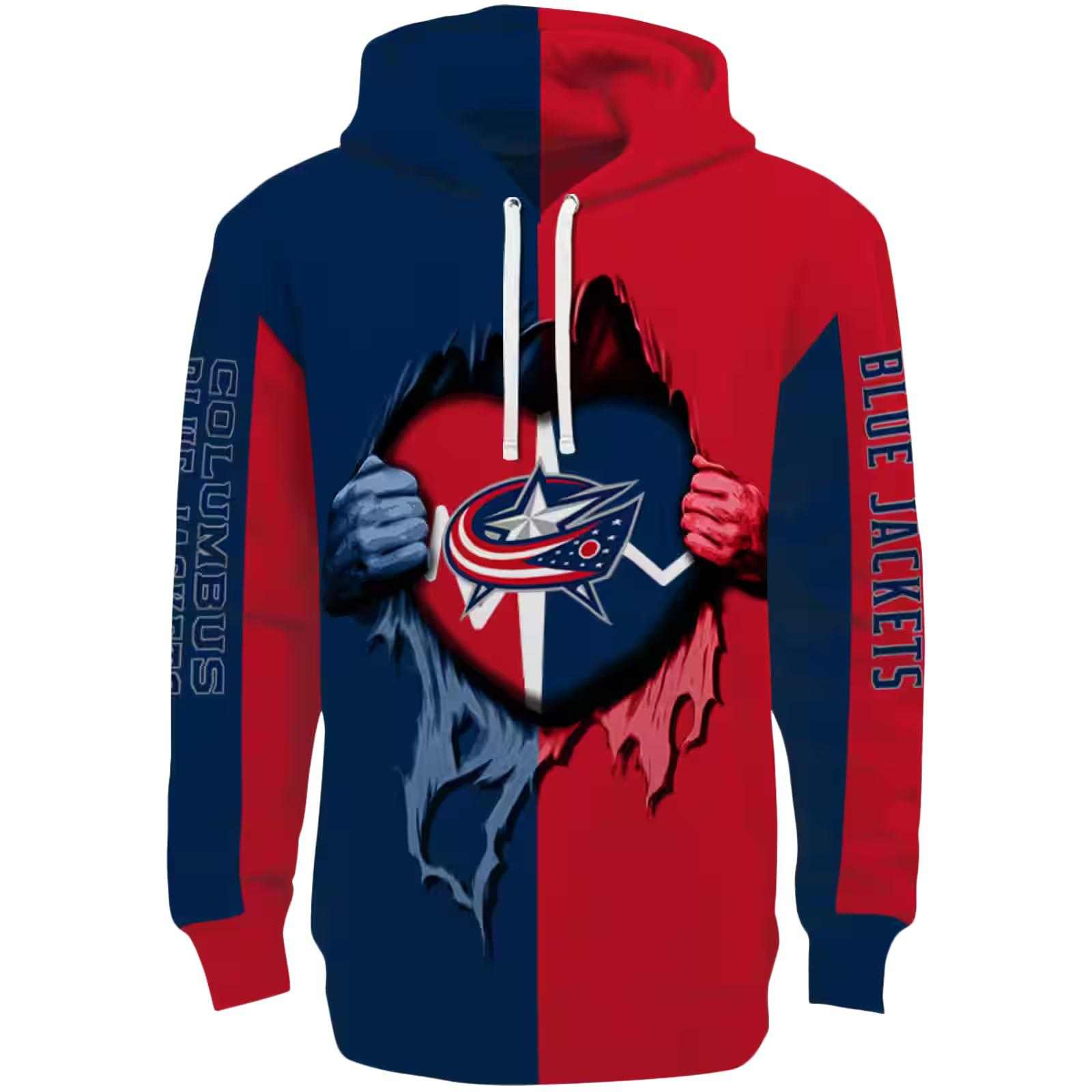 Columbus Blue Jackets Heartbeat Graphic Navy Blue Hoodie